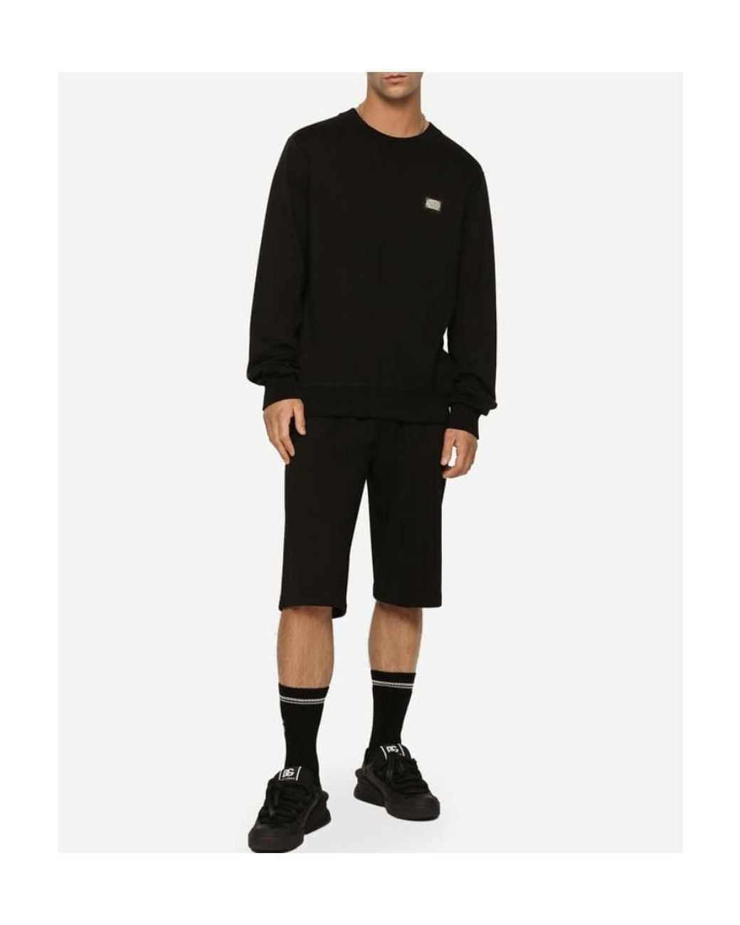 Dolce & Gabbana Black Logo Plaque Crewneck Sweatshirt for men