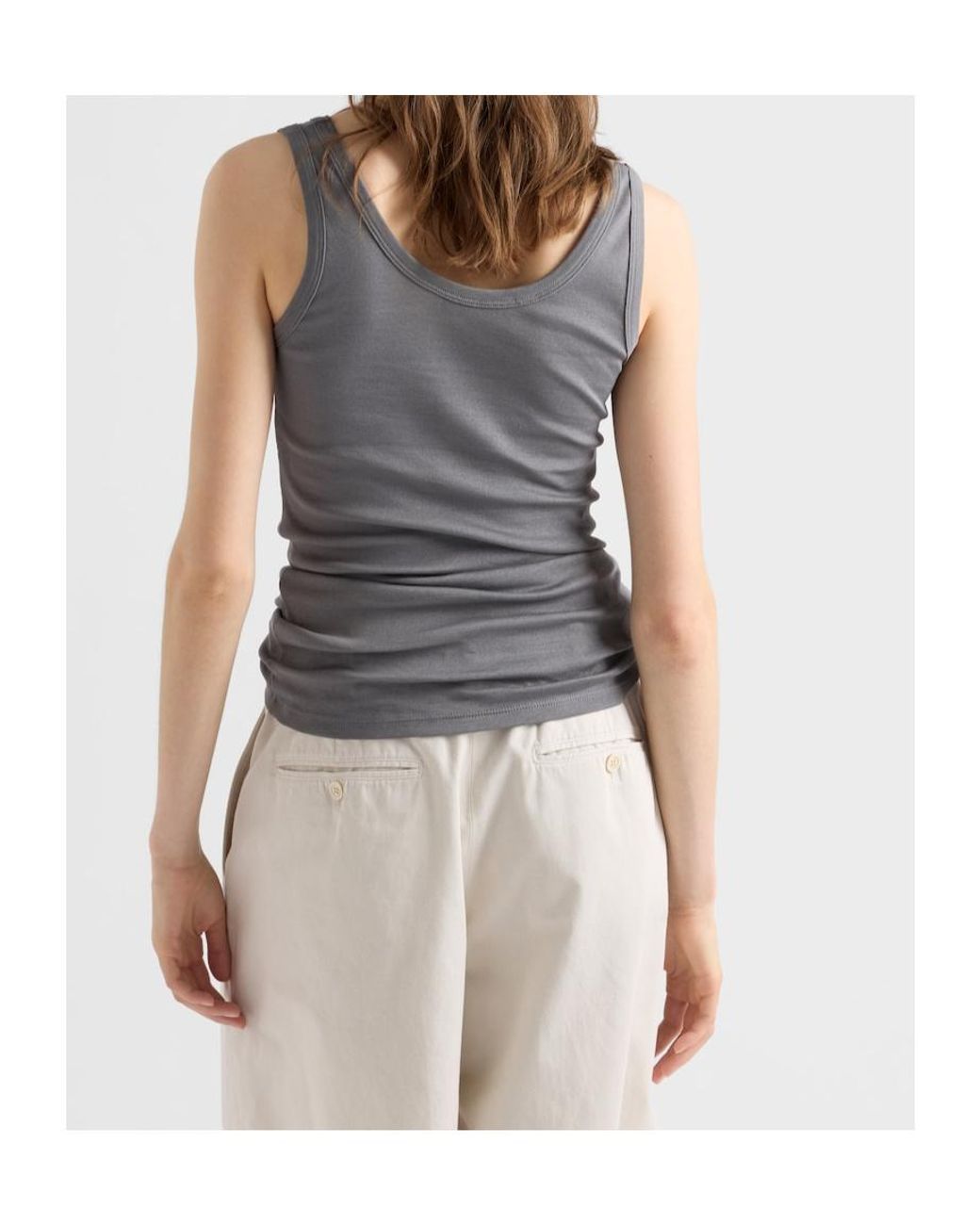 Prada Gray Ribbed Knit Tank Top