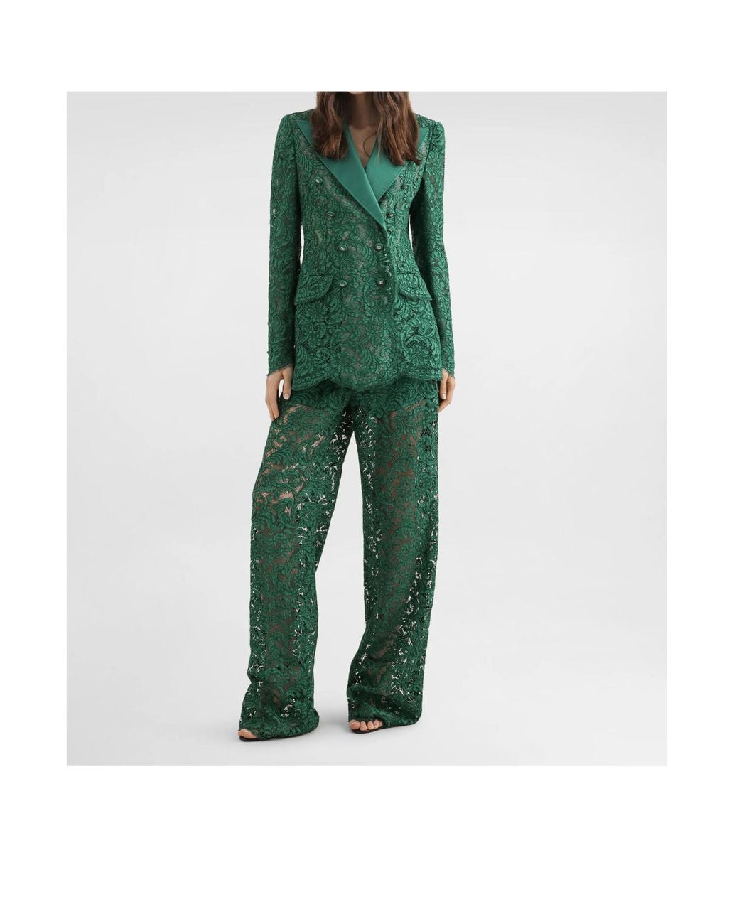 Dolce & Gabbana Green Cordonetto Lace Trousers