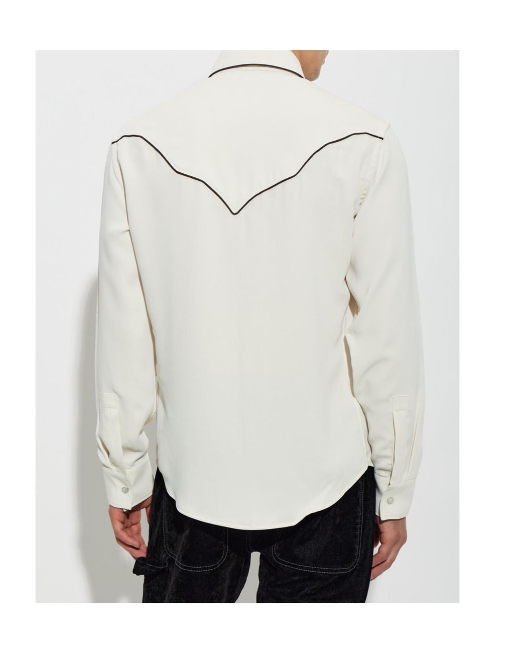 Amiri White Contrast Piped Western Shirt for men