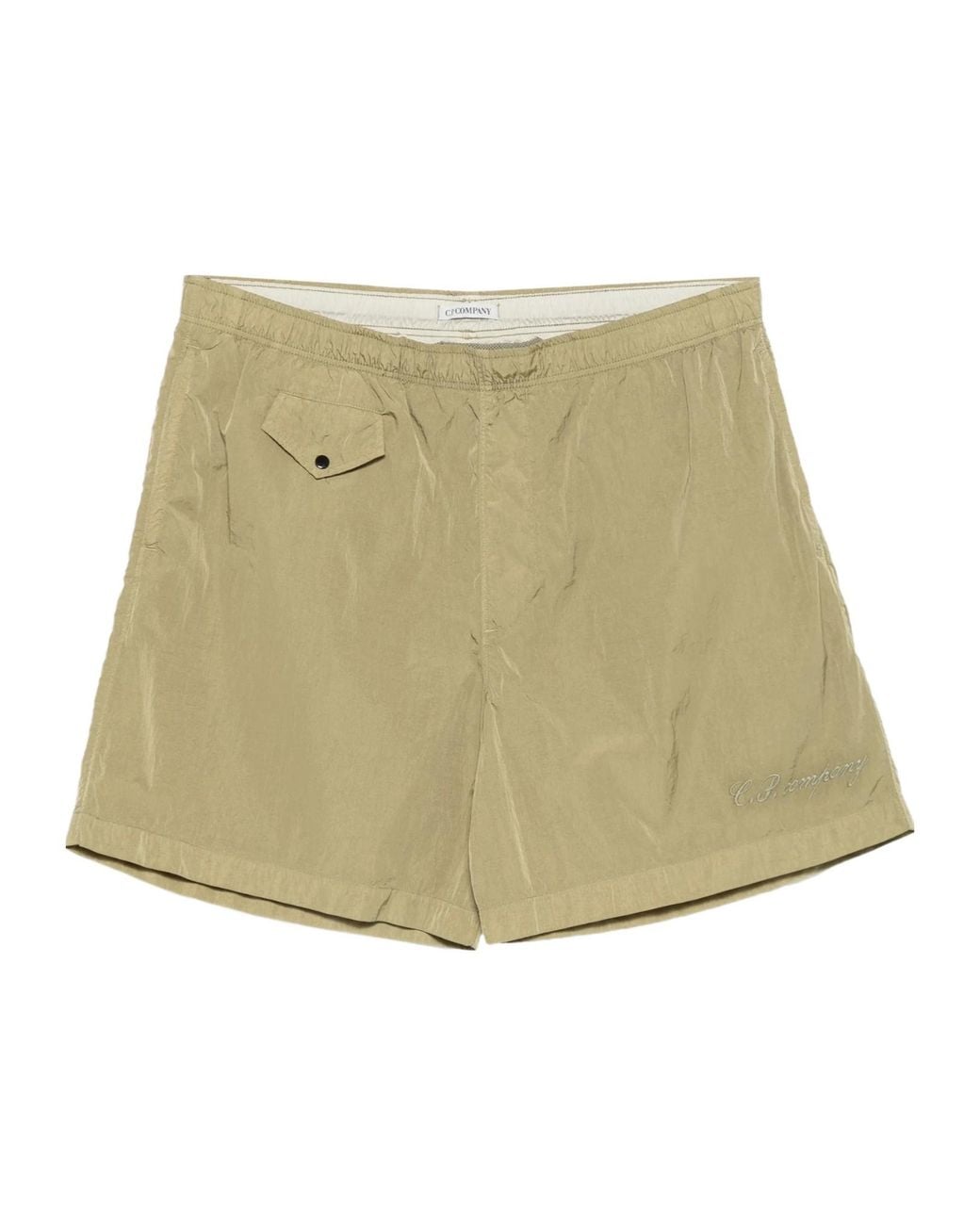 C P Company Natural Logo-Embroidered Swim Shorts for men