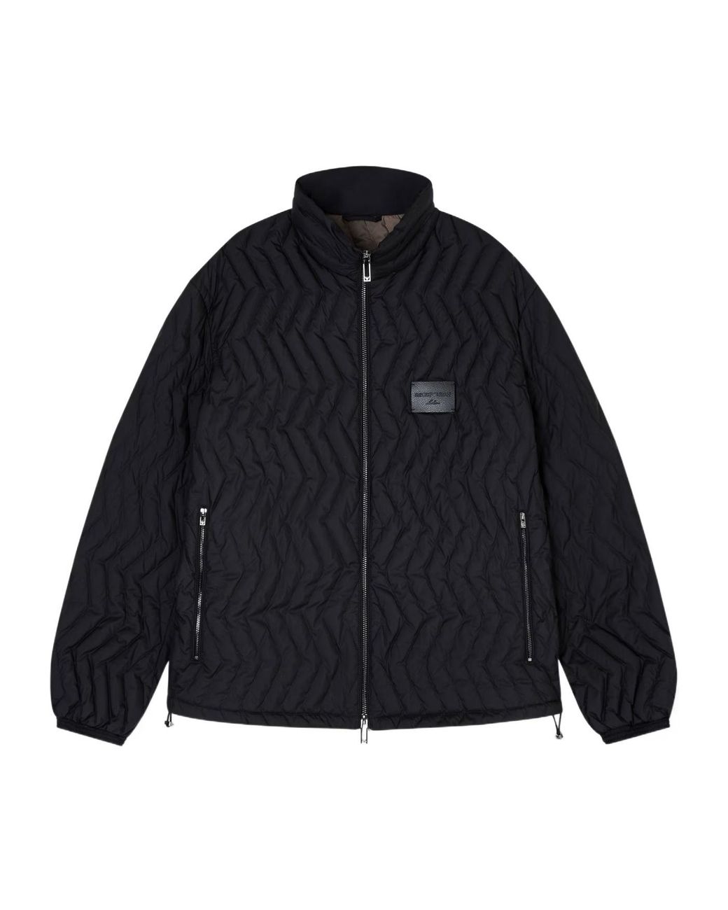 Emporio Armani Blue Quilted-Chevron Jacket for men