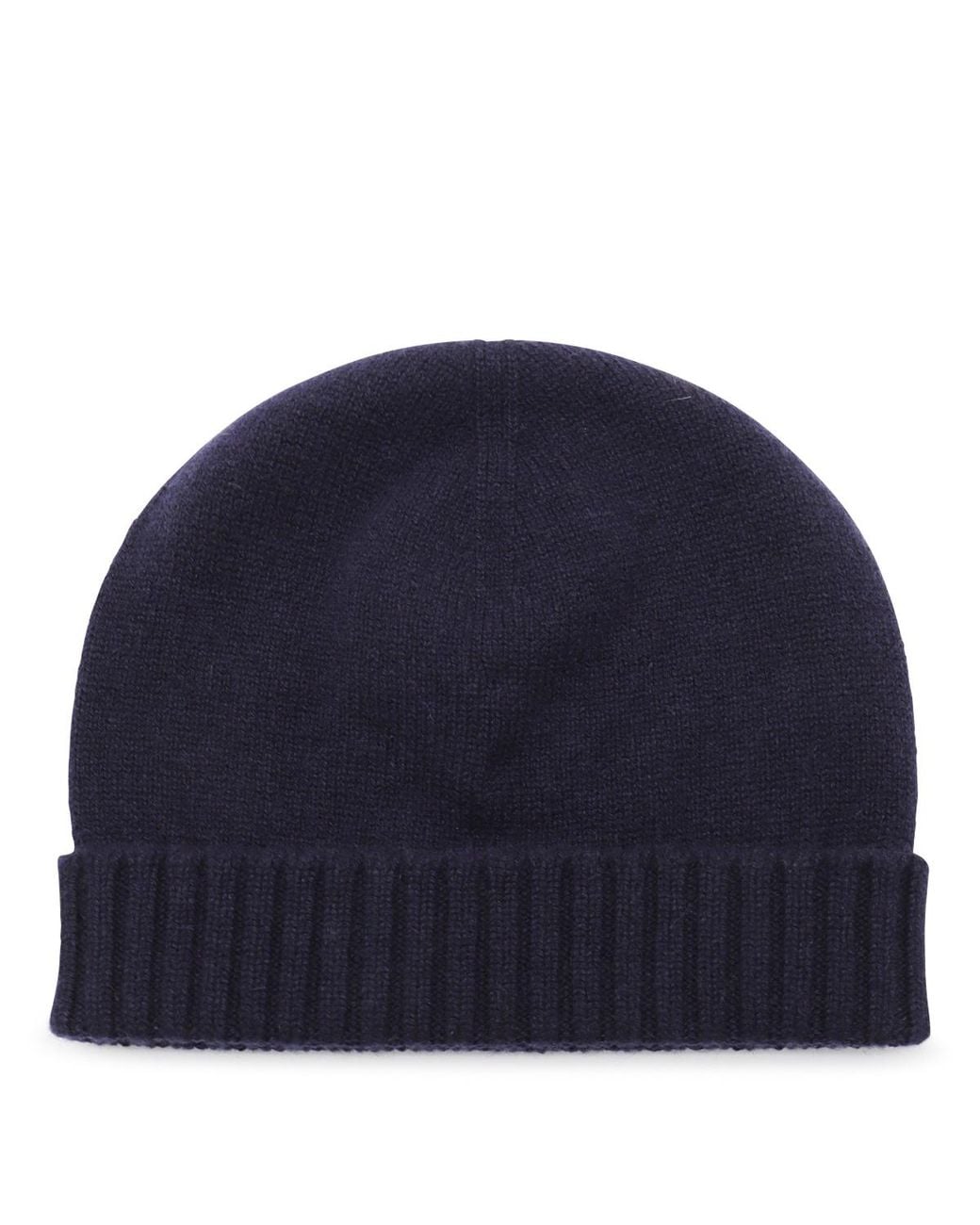 Malo Blue Fine-Knit Turn-Up Brim Beanie for men