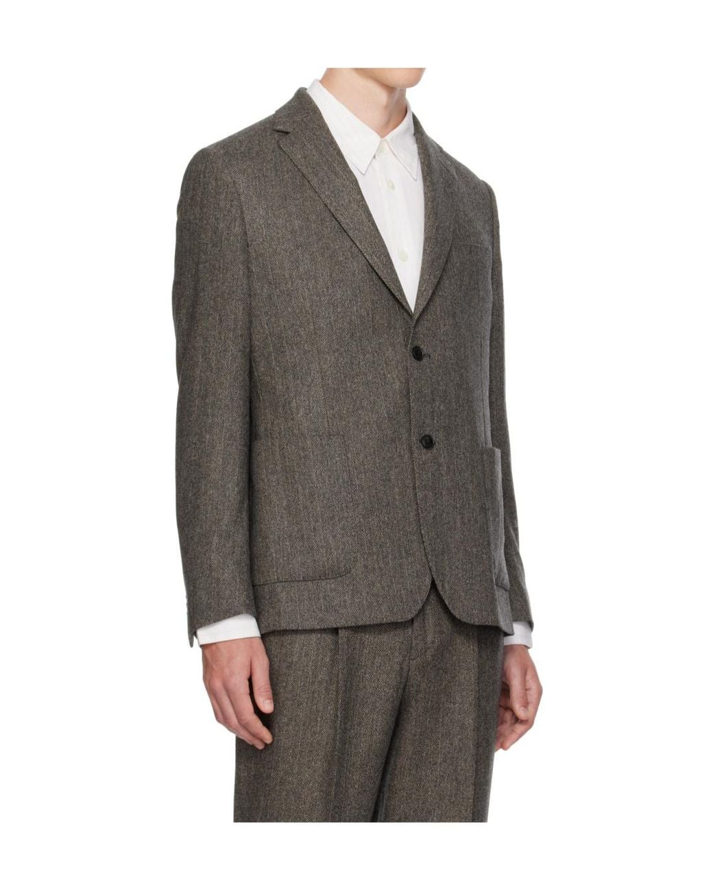 Barbour Gray Two-Button Herringbone Blazer for men