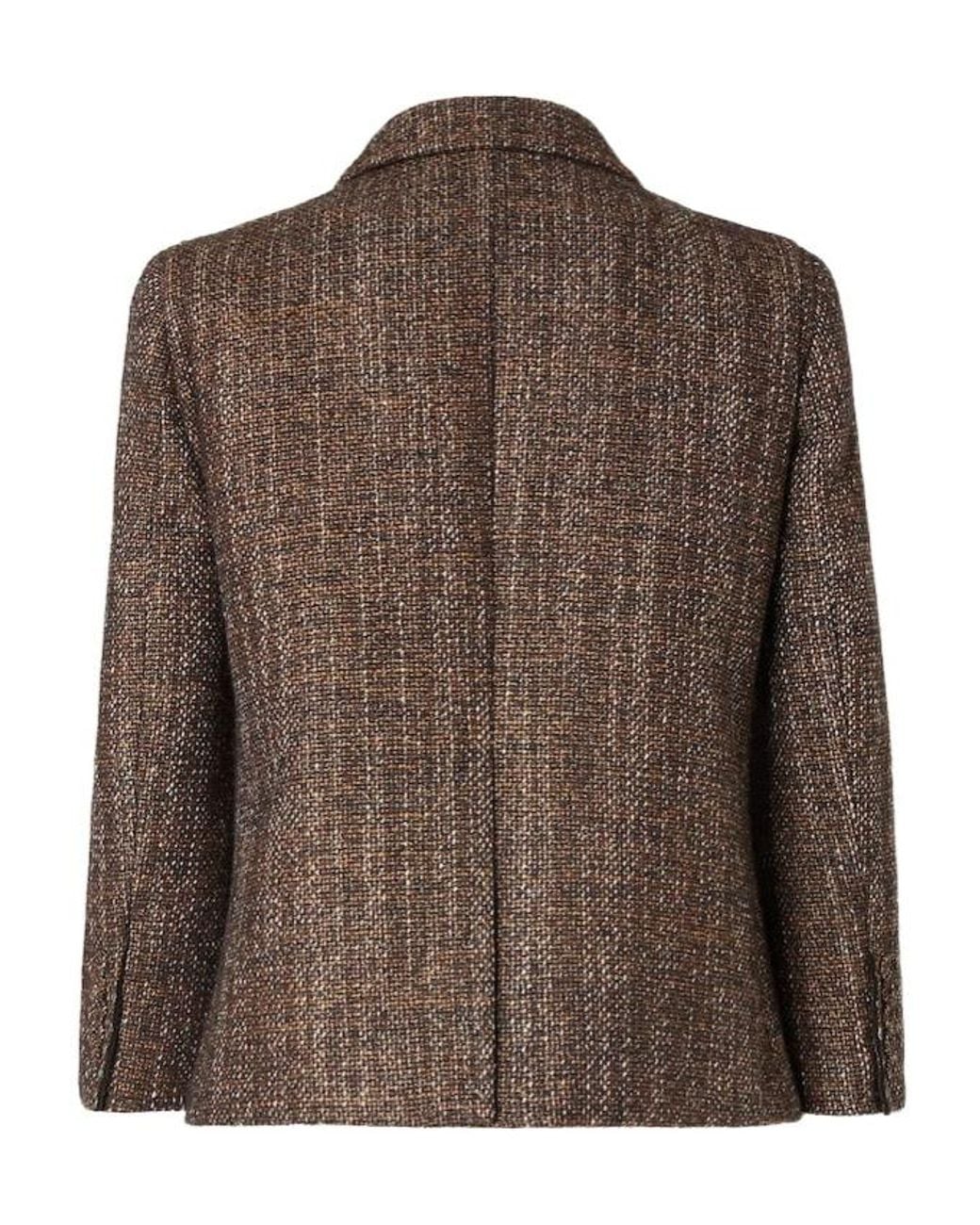 Fendi Brown Double Breasted Tweed Jacket