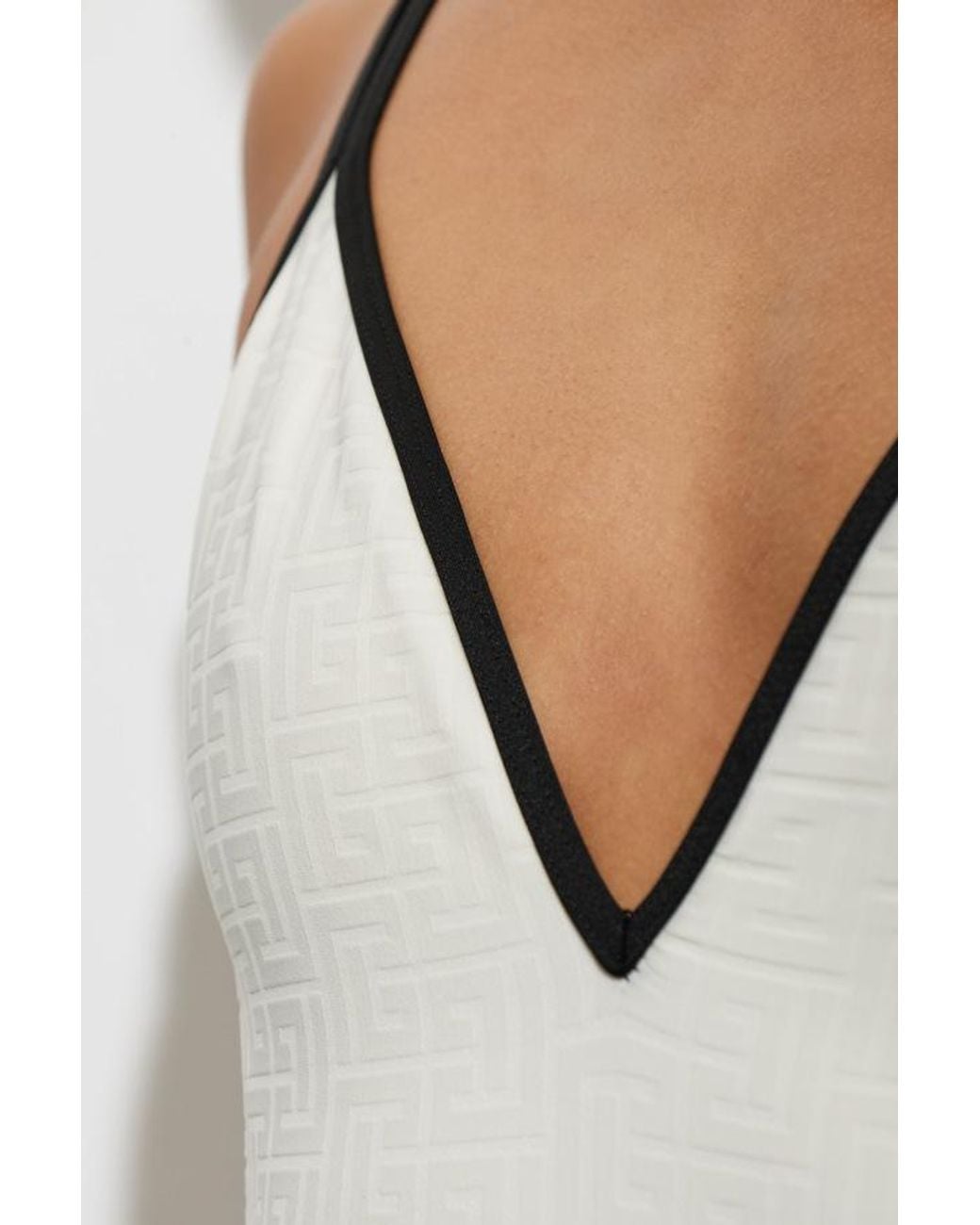 Balmain Gray Cross-Over Back One-Piece Swimsuit