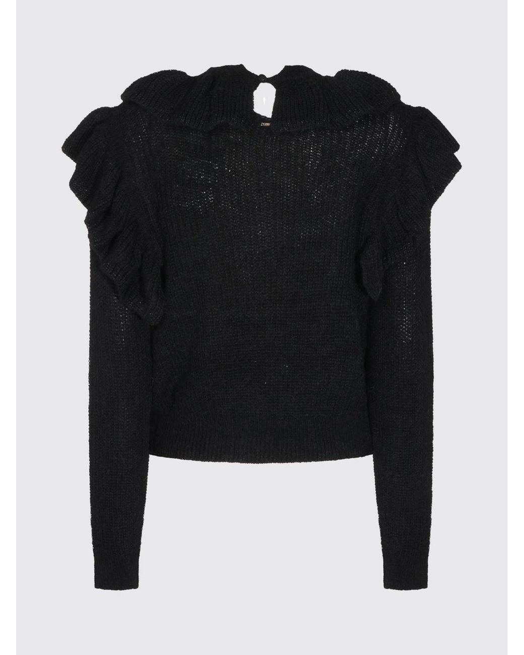 Twinset Black Jumper With Lurex Yarn And Ruffles