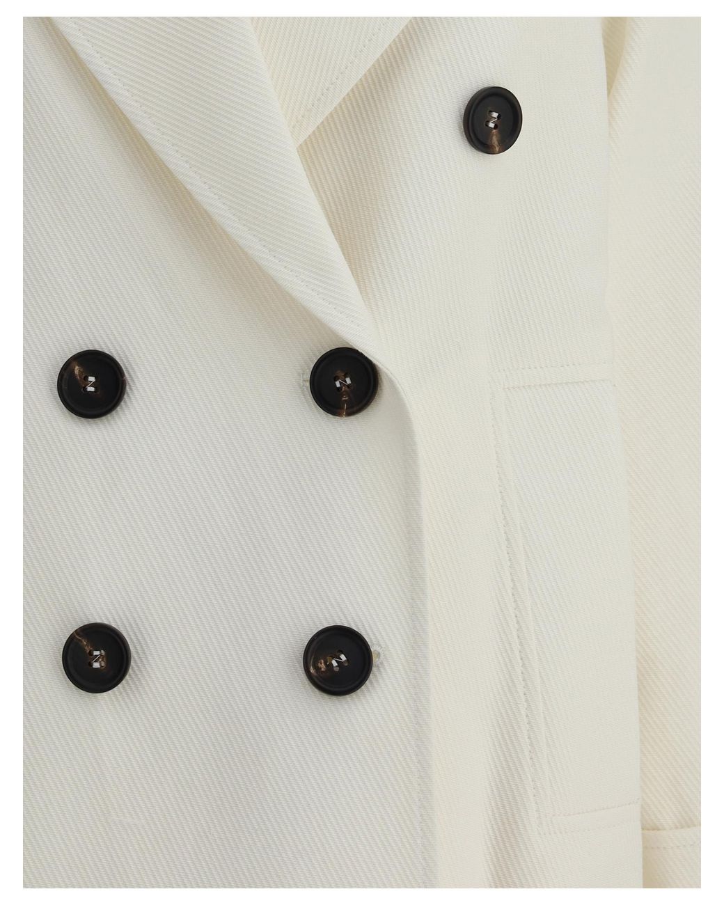 Brunello Cucinelli White Double-Breasted Long Sleeved Coat