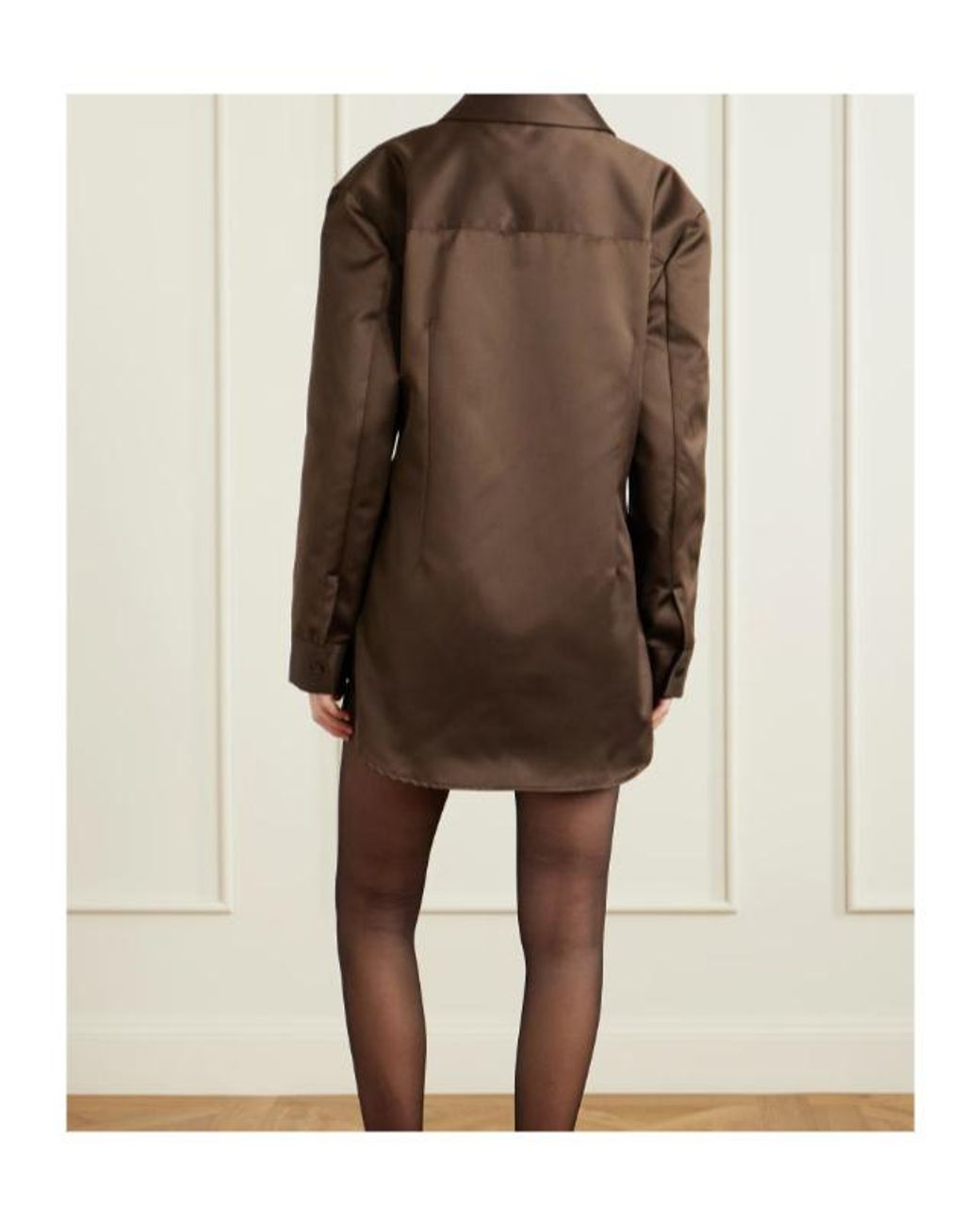 Frankie Shop Brown Akita Darted Mini Shirt Dress