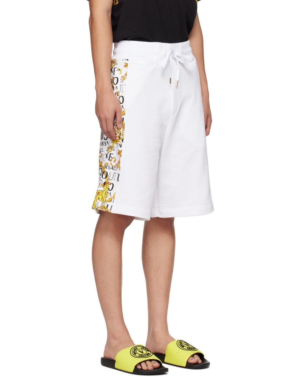Versace Jeans White Couture Drawstring Bermuda Shorts for men