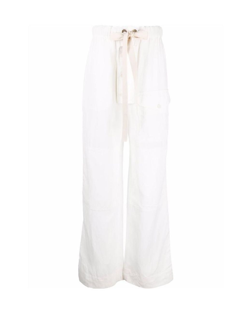 Stella McCartney White Flap Pockets Straight-Leg Trousers