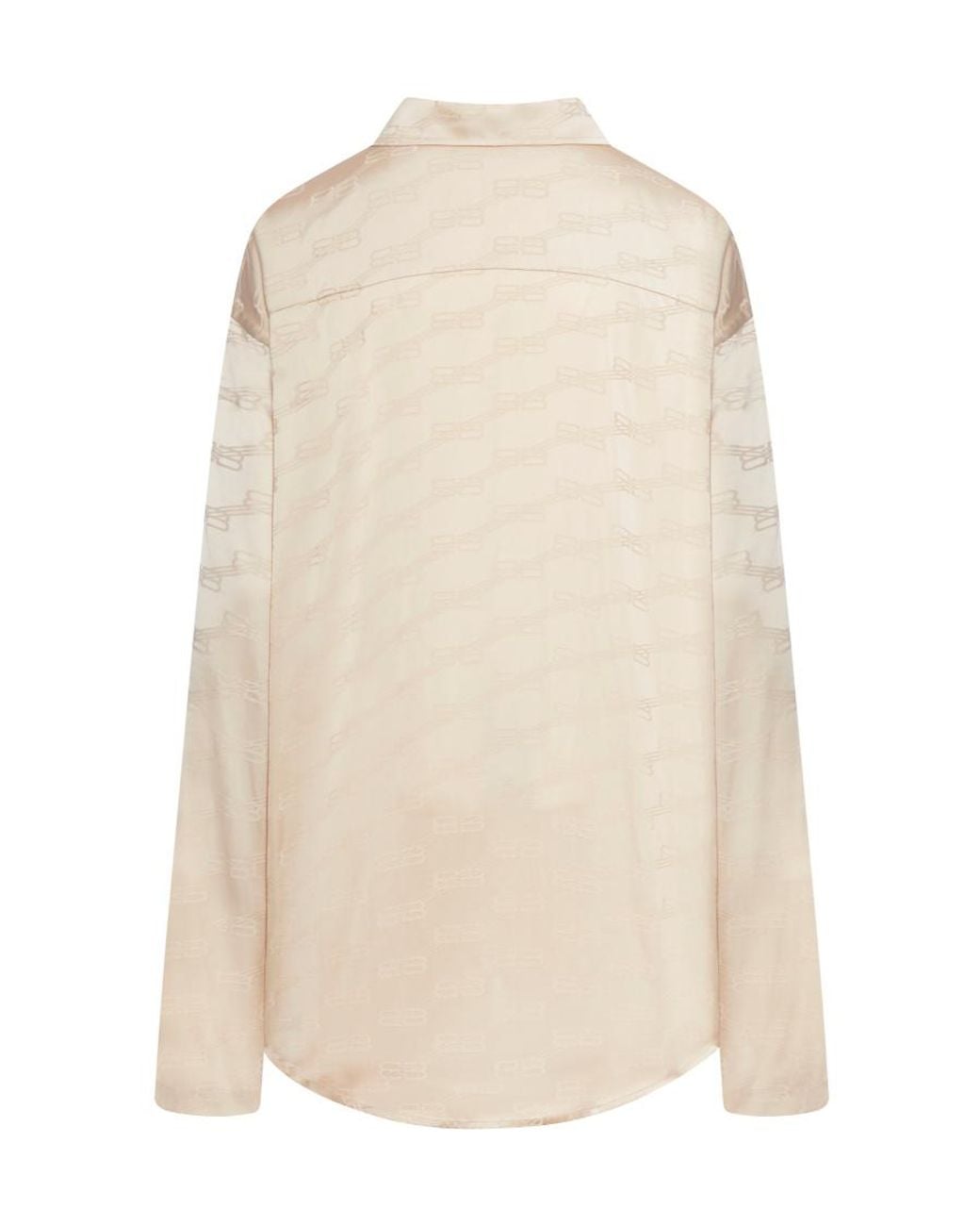 Balenciaga White Logo Monogram Collared Long-Sleeve Shirt