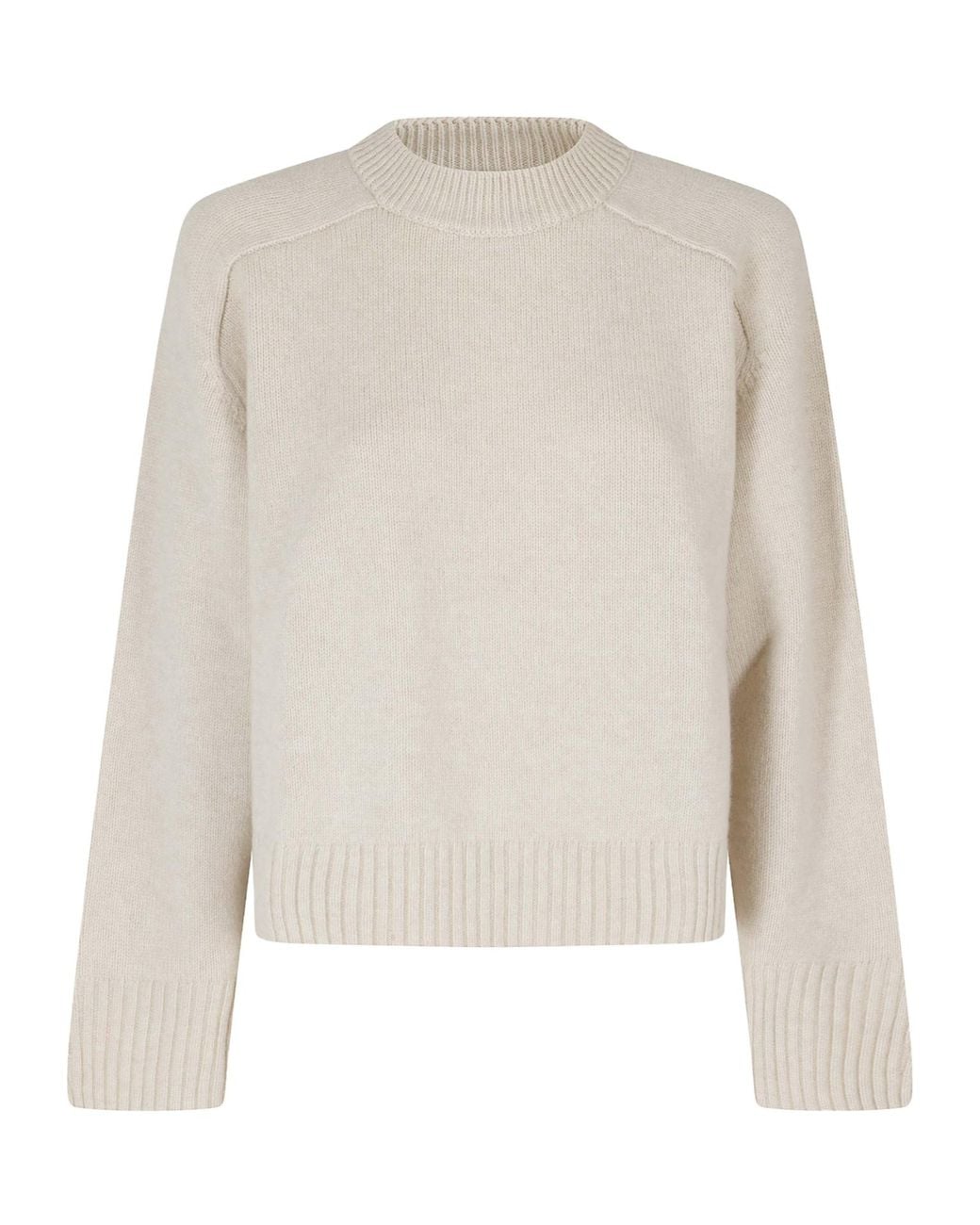 Soeur White Ribbed-Knit Crew-Neck Sweater