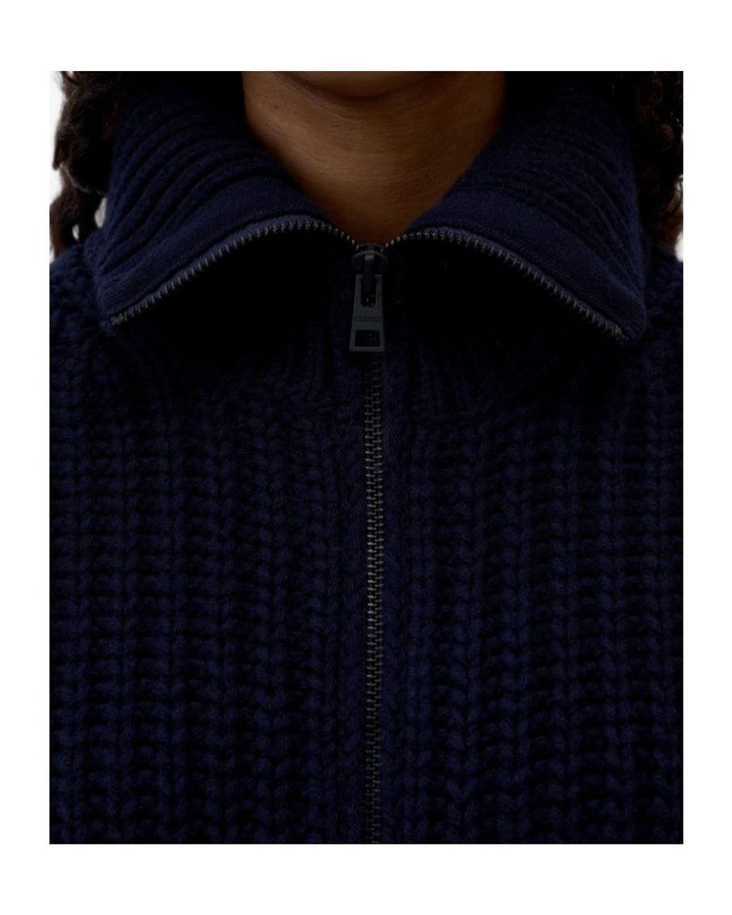 Closed Blue Chunky Zip-Up Cardigan