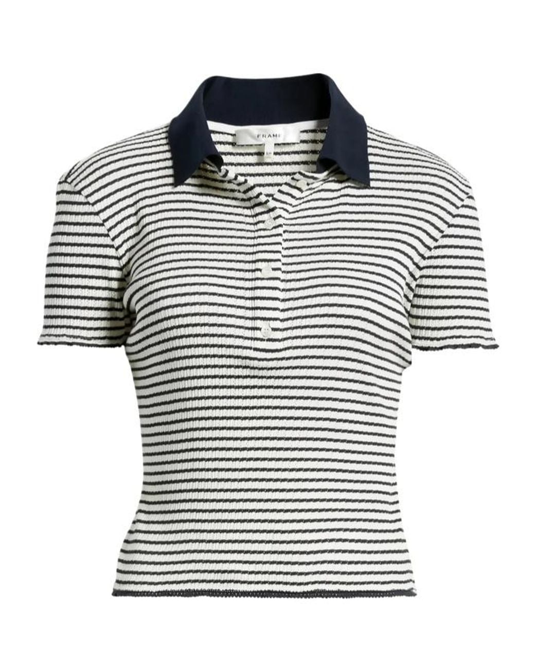 FRAME Black Striped Polo Top