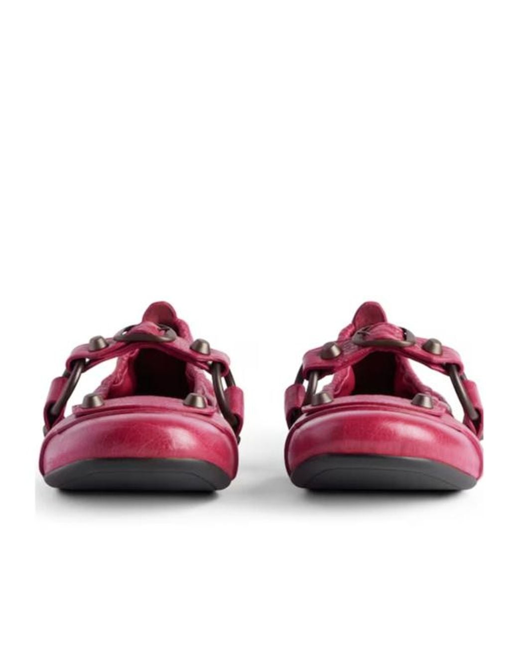 Balenciaga Pink Buckle Detailed Flat Shoes