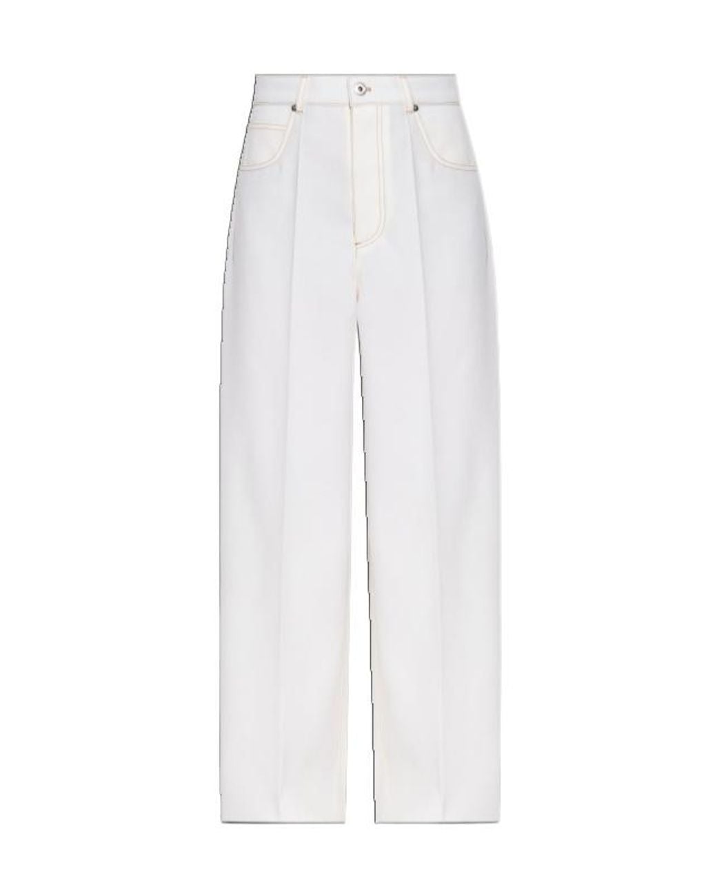 Bottega Veneta White Straight Leg Trousers