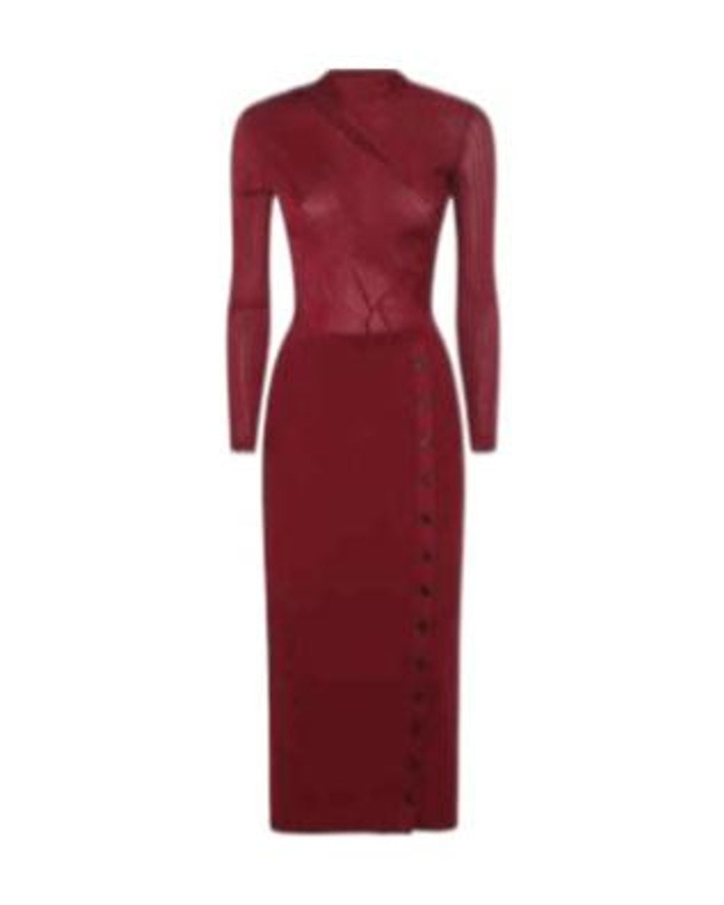 Self-Portrait Red Cut-Out Detailed Knitted Midi Dress