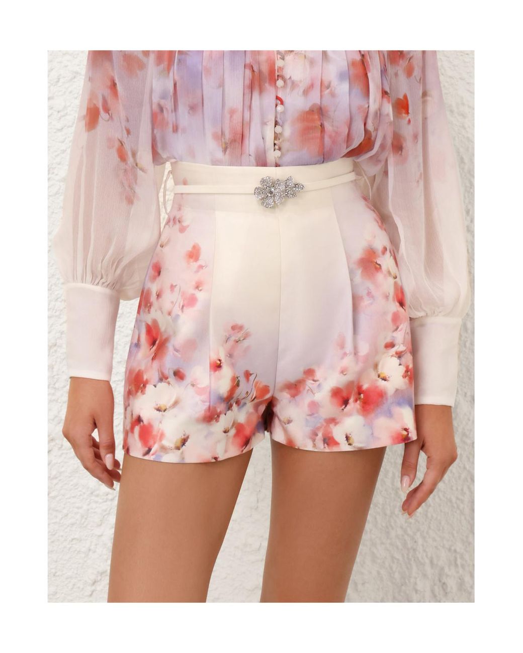 Zimmermann Red Crush Flat Front Shorts