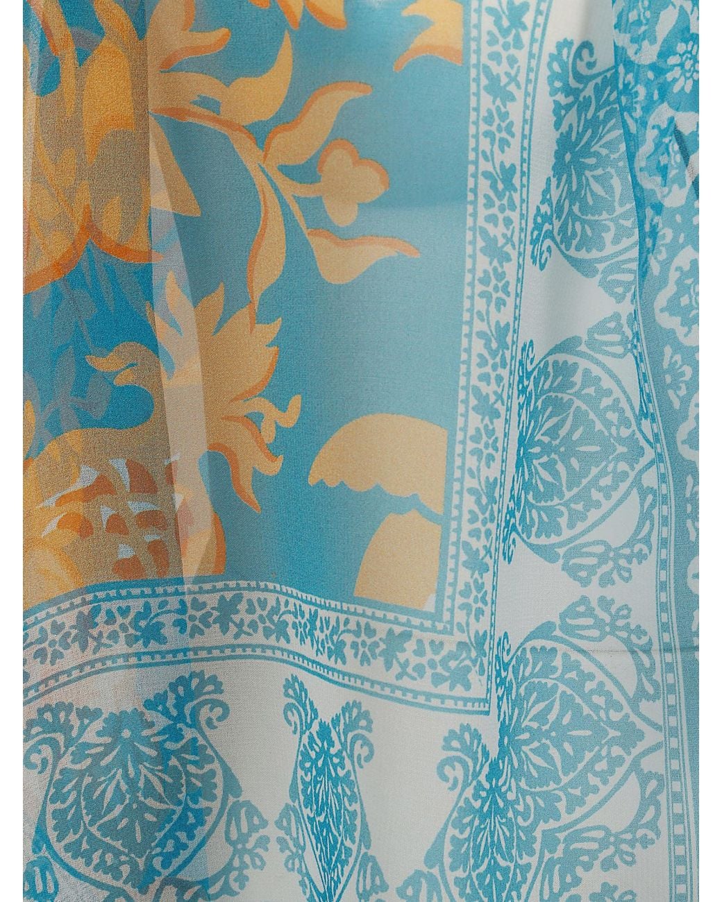 Etro Blue Floral Print Shawl