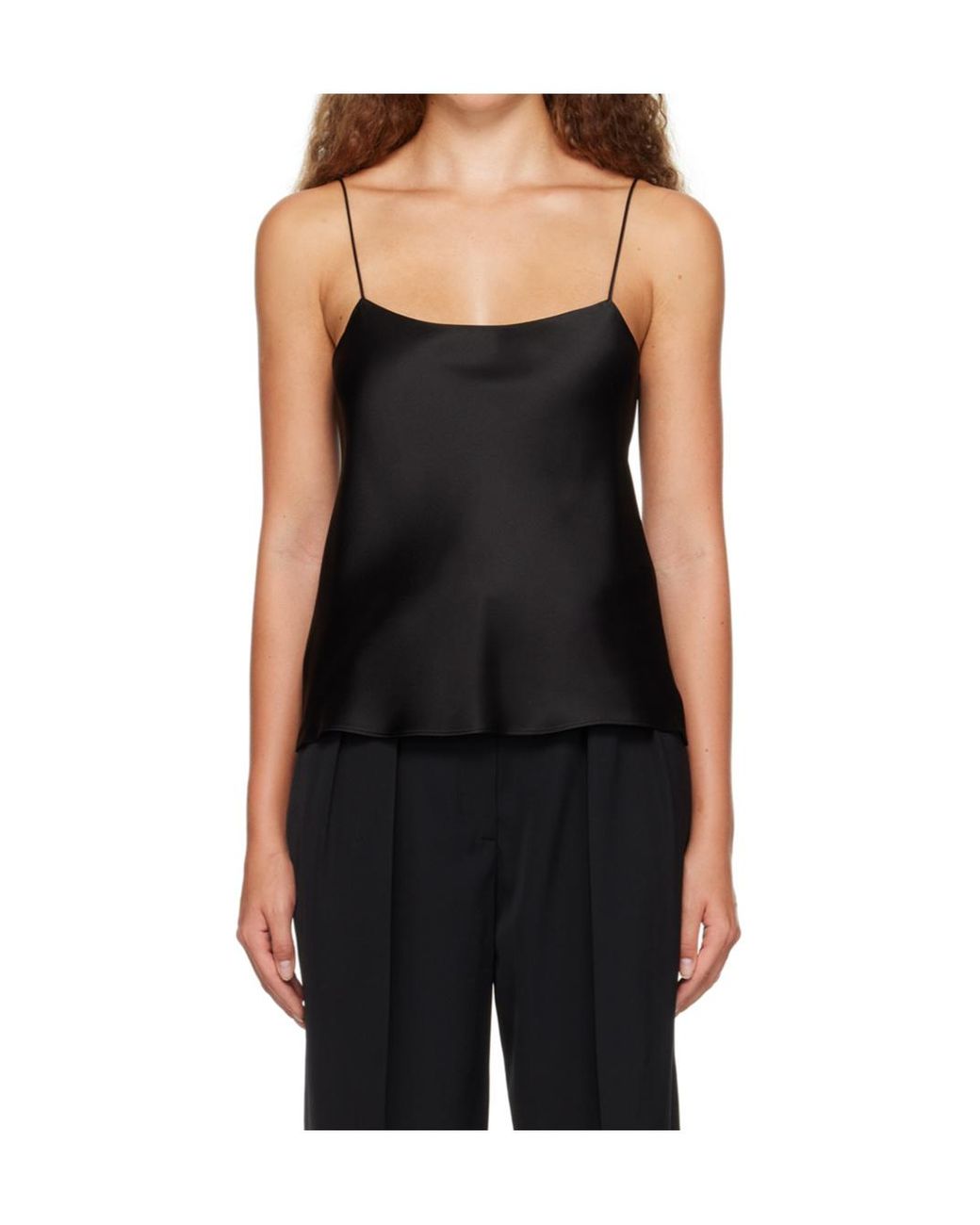 The Row Black Square-Neck Silk Top