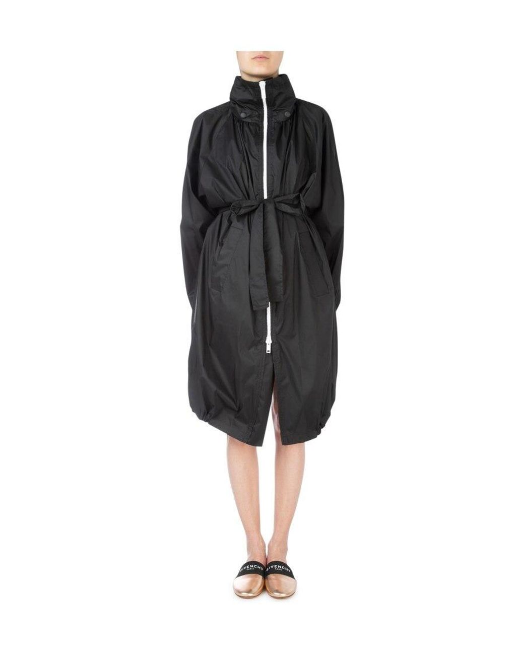 Givenchy Black Mid-Length Belted Raincoat