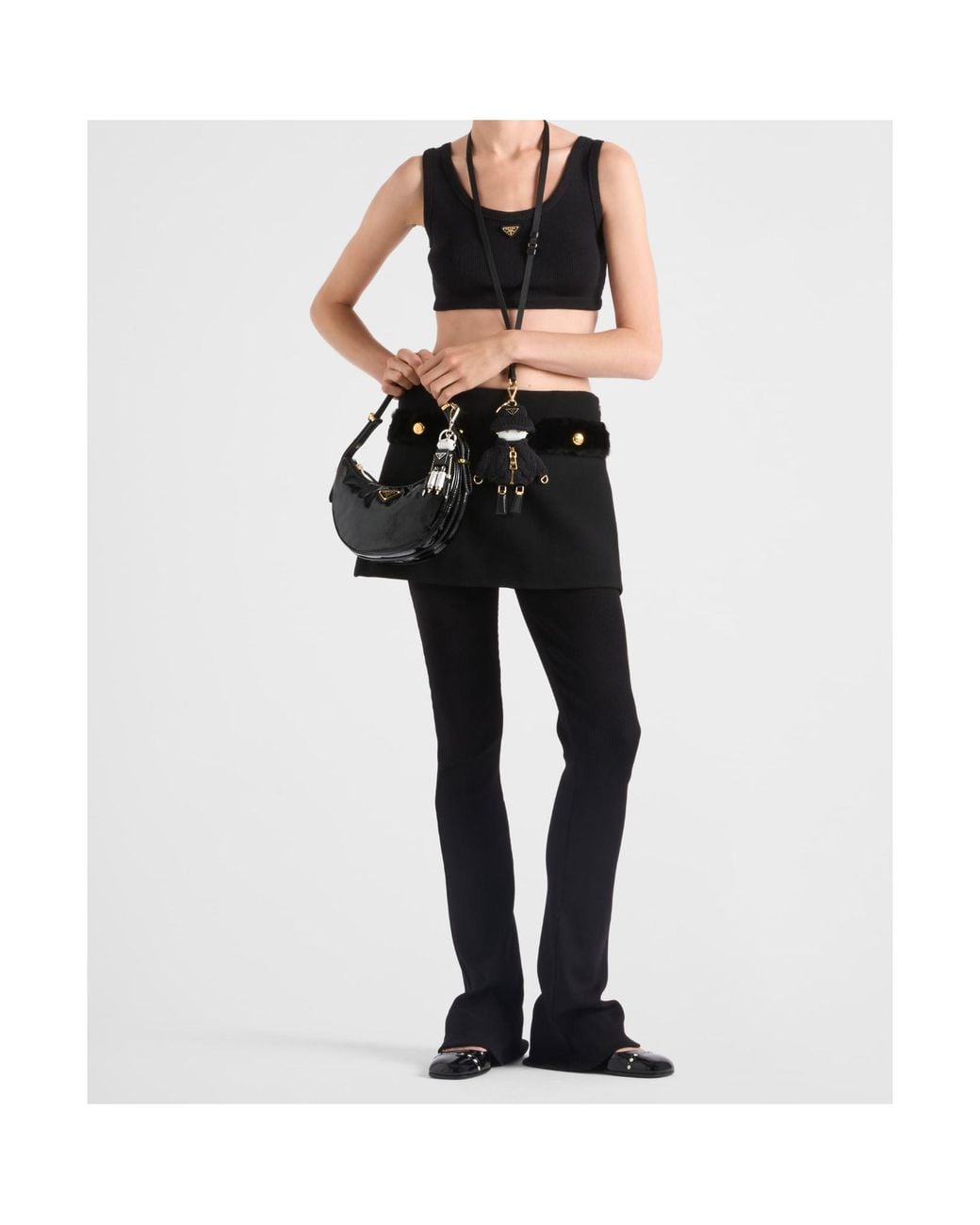 Prada Black Ribbed Jersey Crop Top