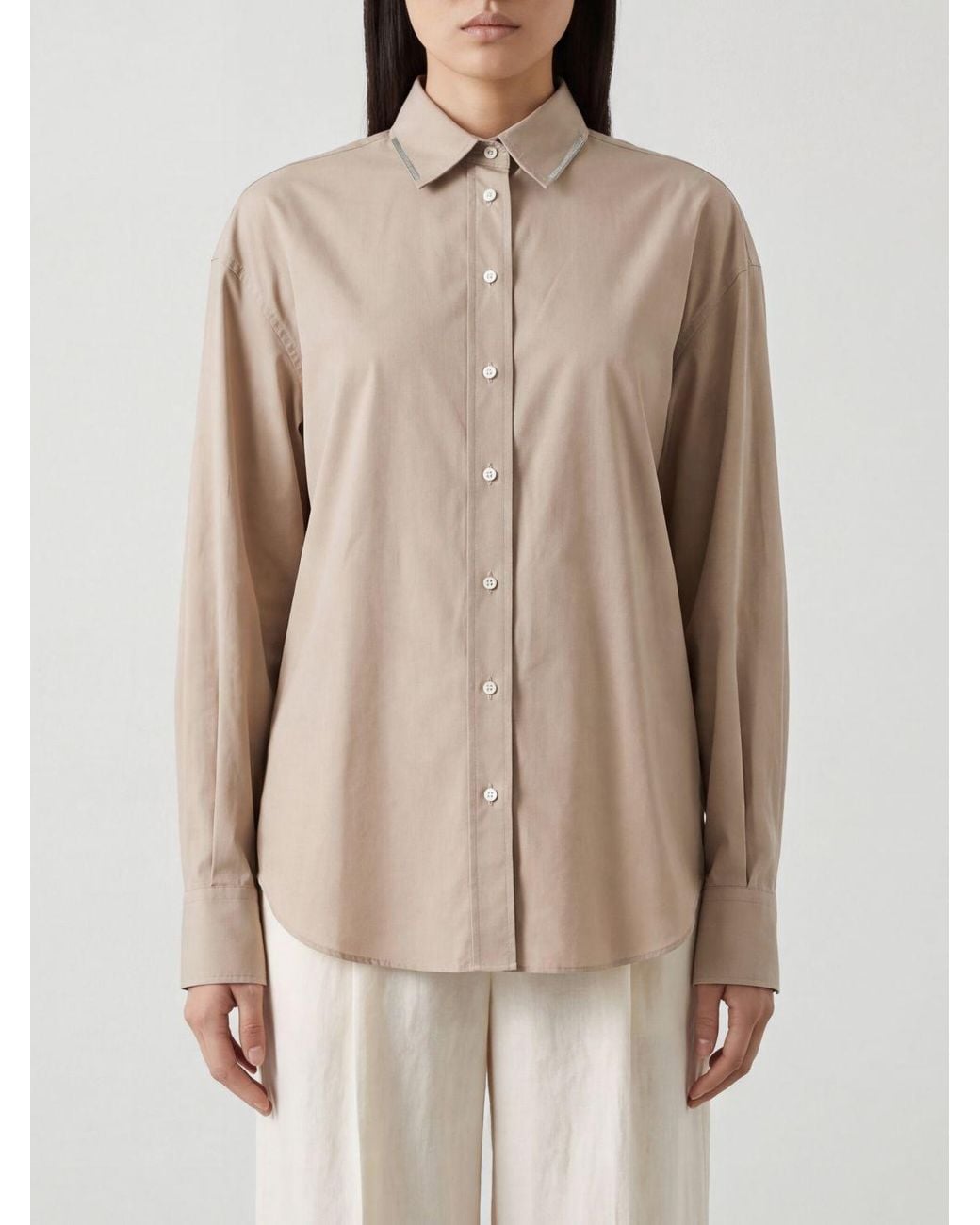 Brunello Cucinelli Natural Oversized Button-Up Shirt