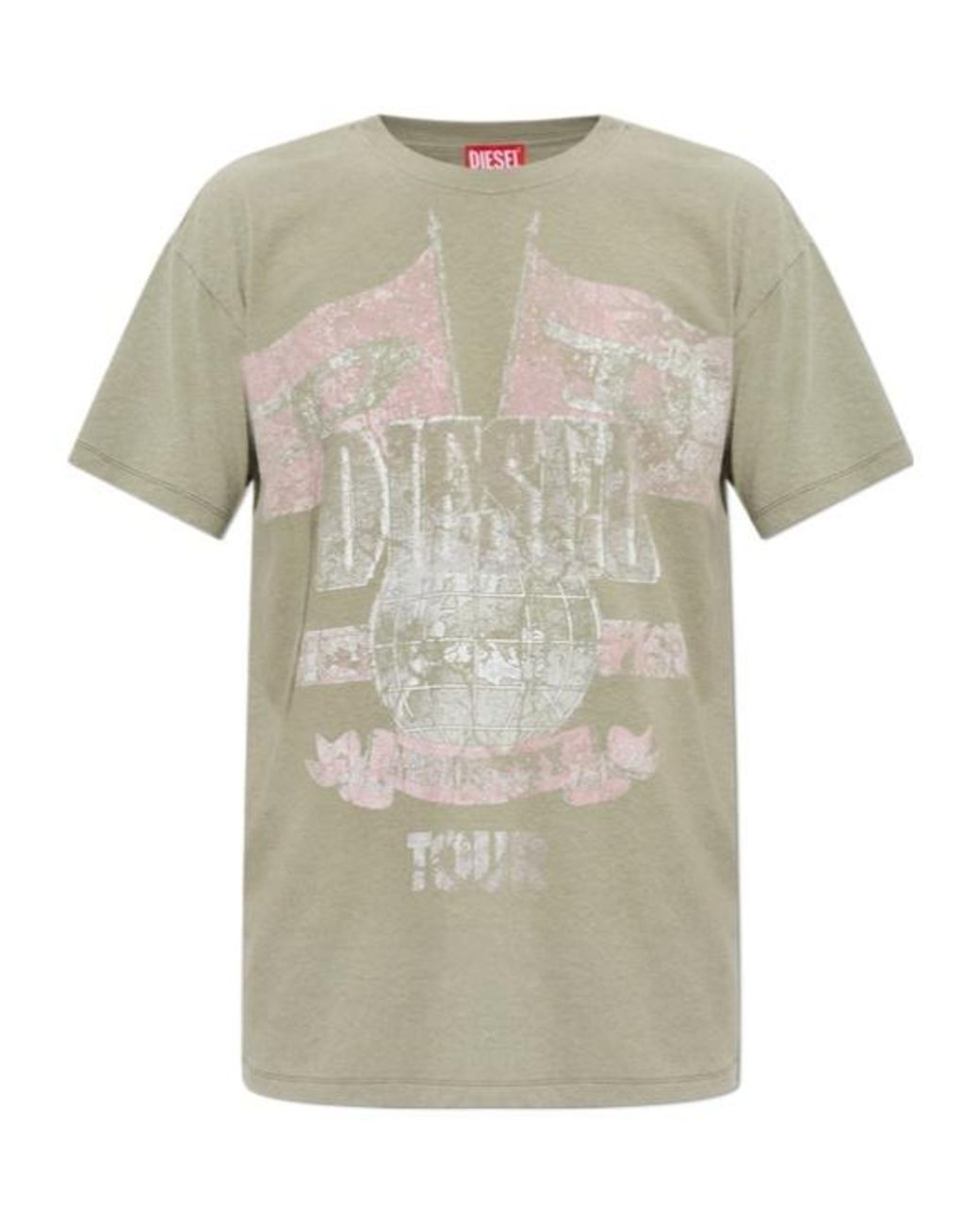 DIESEL Gray Crew-Neck T-Shirt for men