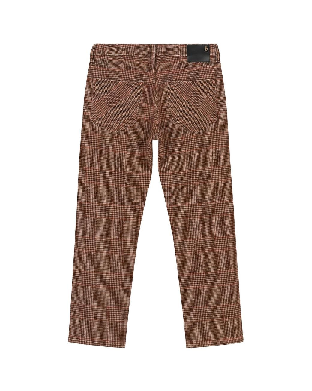 R13 Brown Checked Straight-Leg Jeans