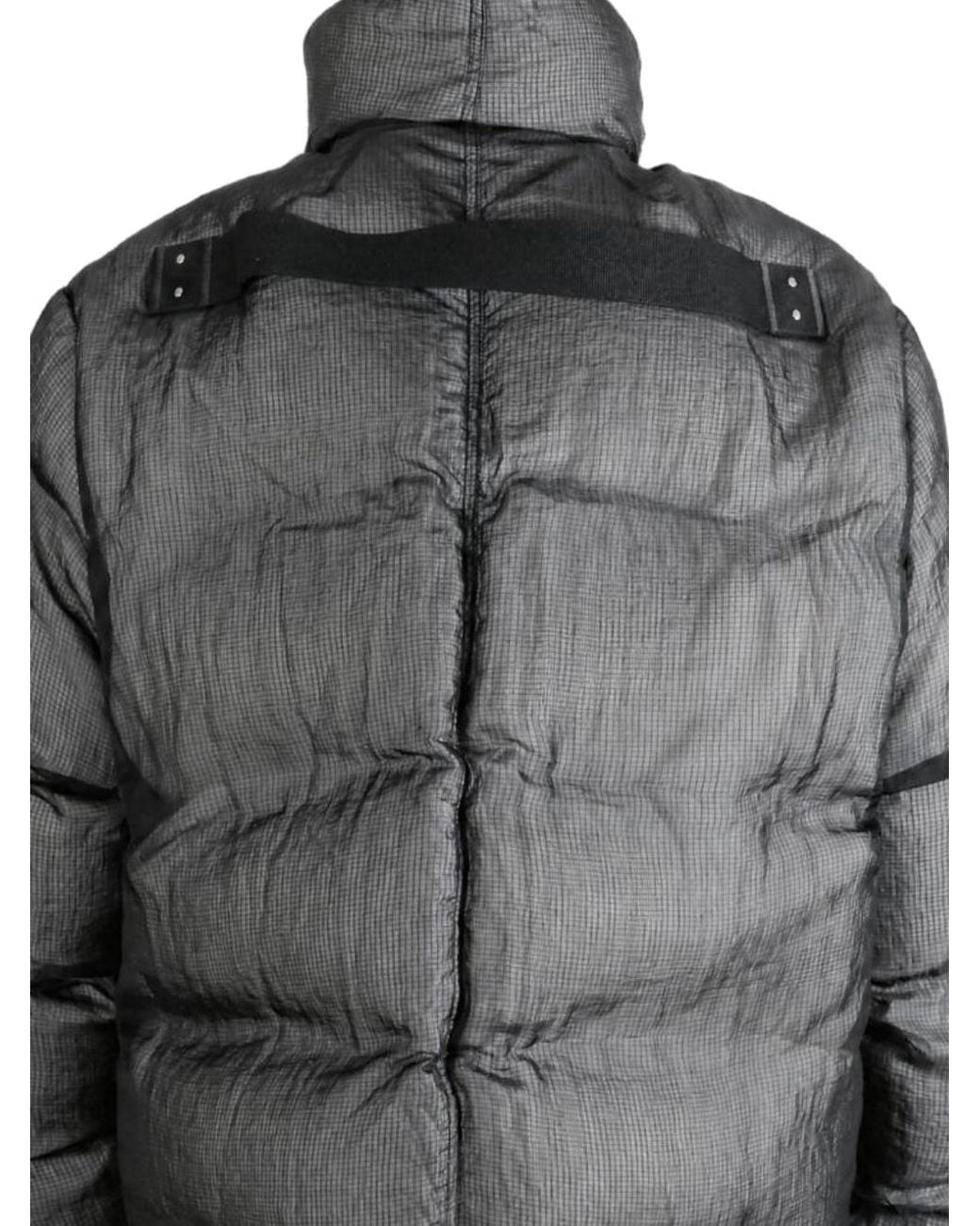 Rick Owens Gray Turtle Funnel-Neck Zipped Padded Jacket for men