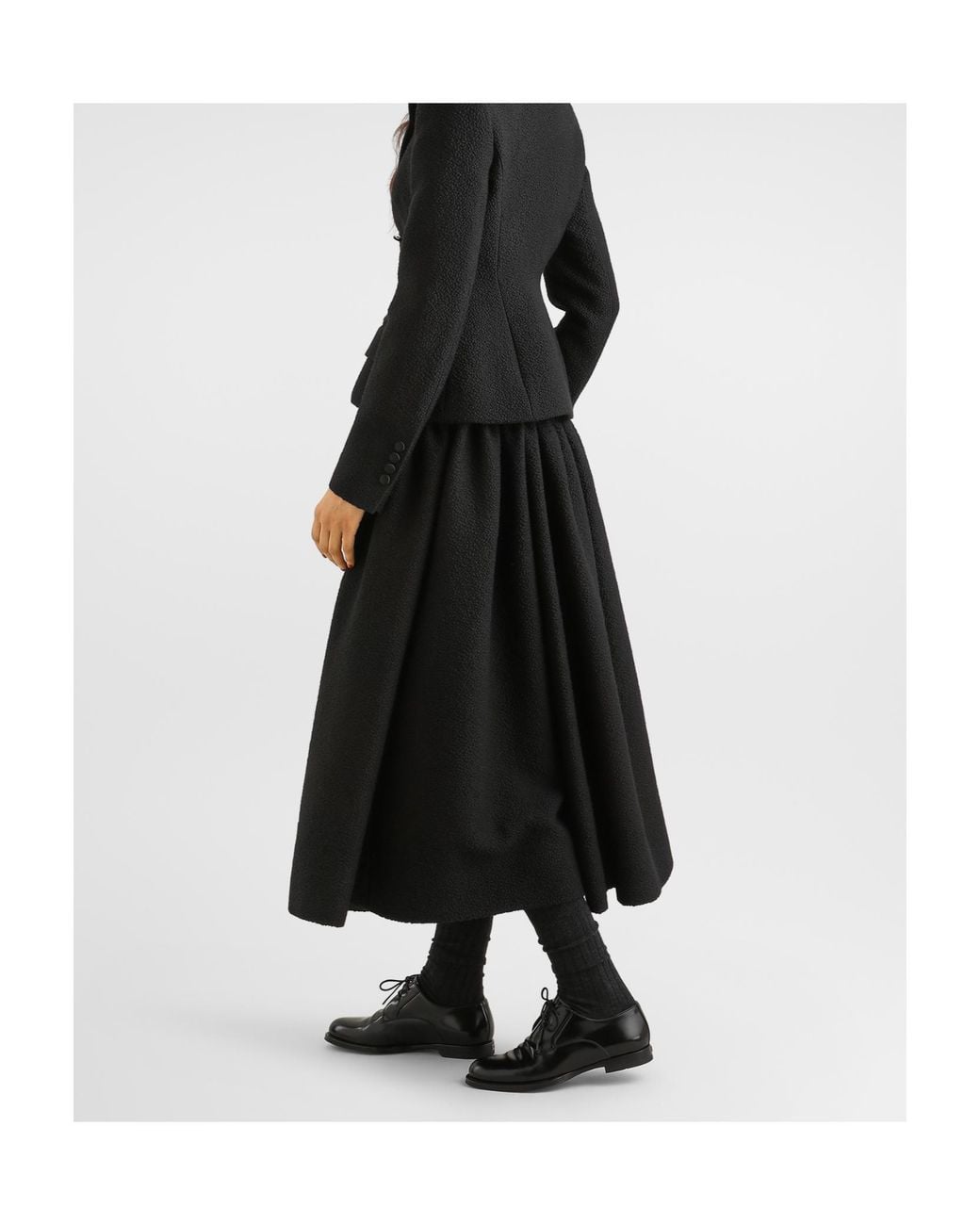 Dolce & Gabbana Black Wool Midi Skirt