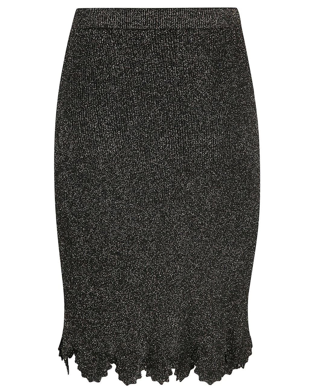 Chloé Gray Fitted Scallop Midi Skirt