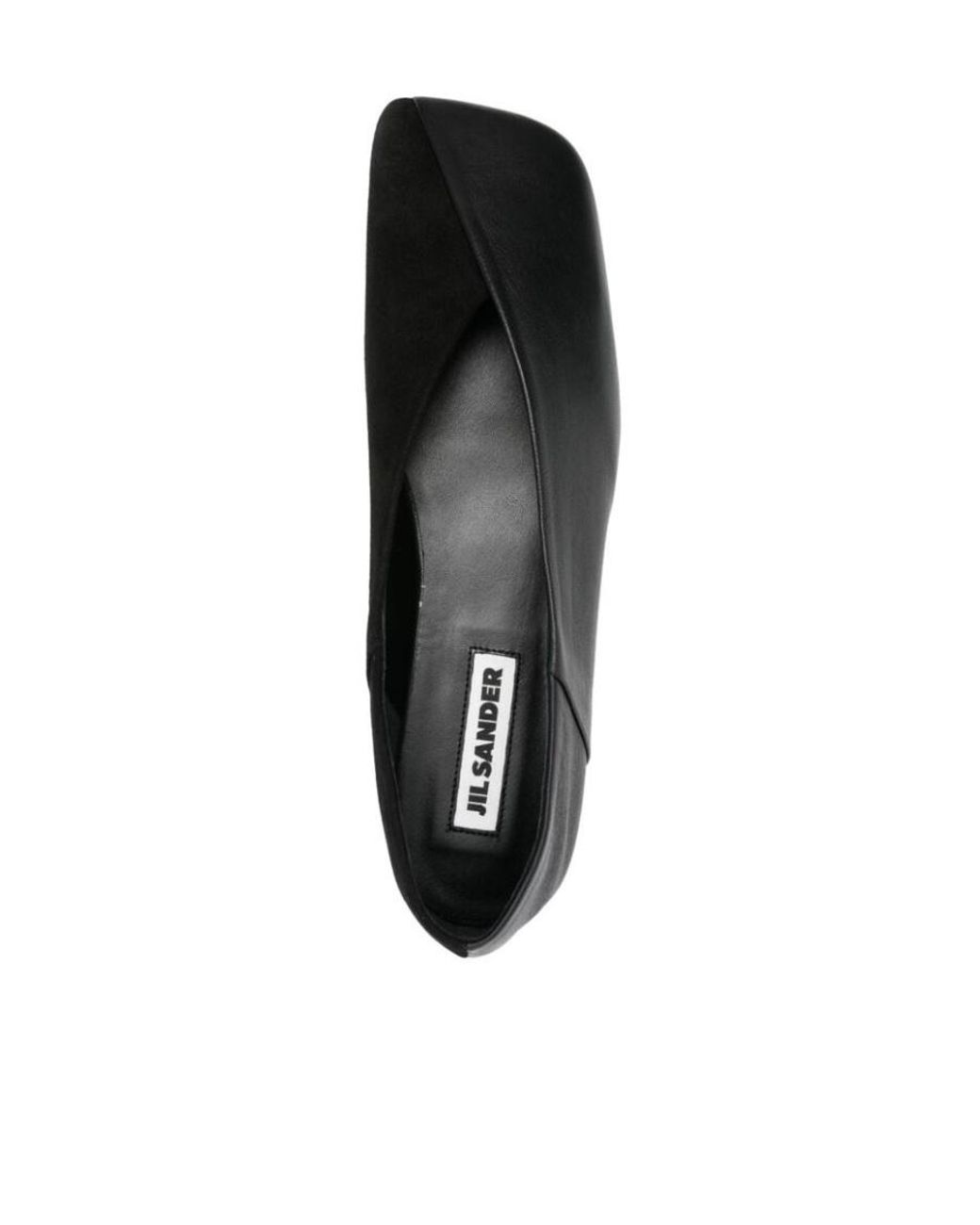 Jil Sander Black Square-Toe Slip-On Ballerina Shoes