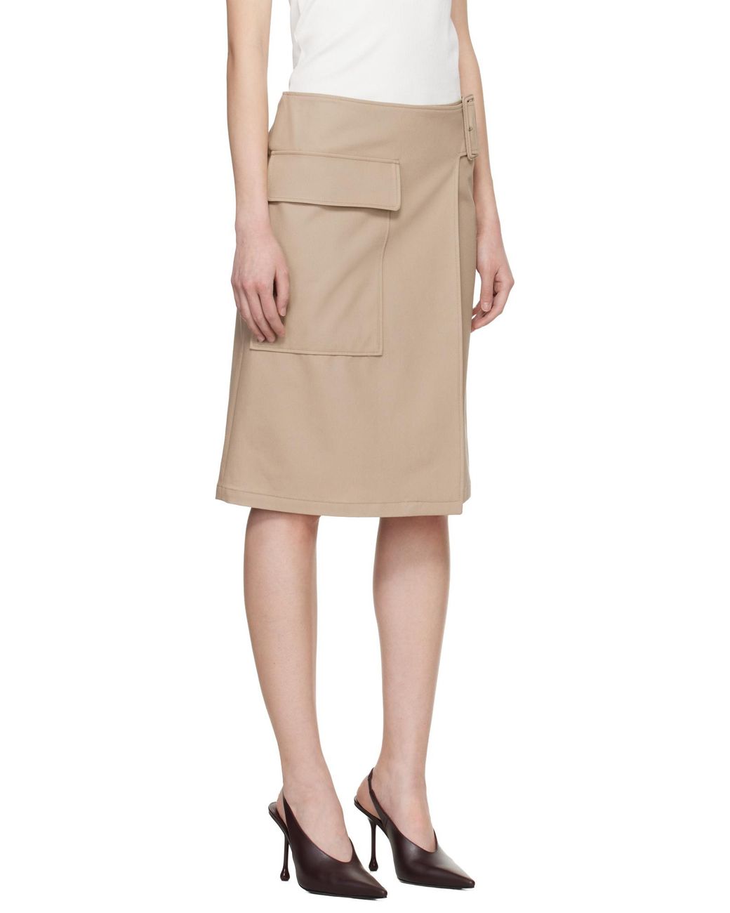 Courreges Brown Courrèges Logo Detailed Buckled Utility Skirt