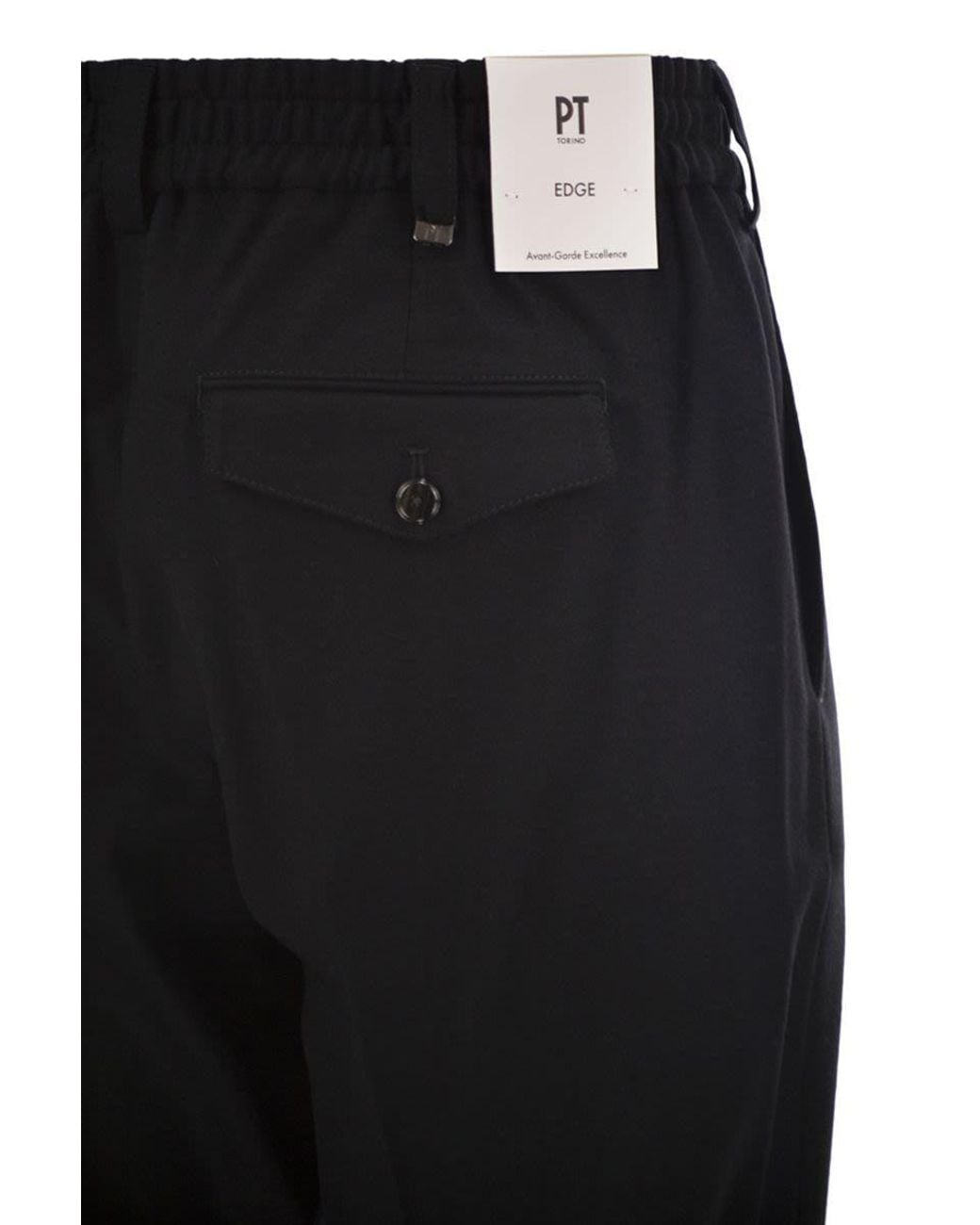 Pt Pantaloni Black Casual Trousers With Belt Loops for men