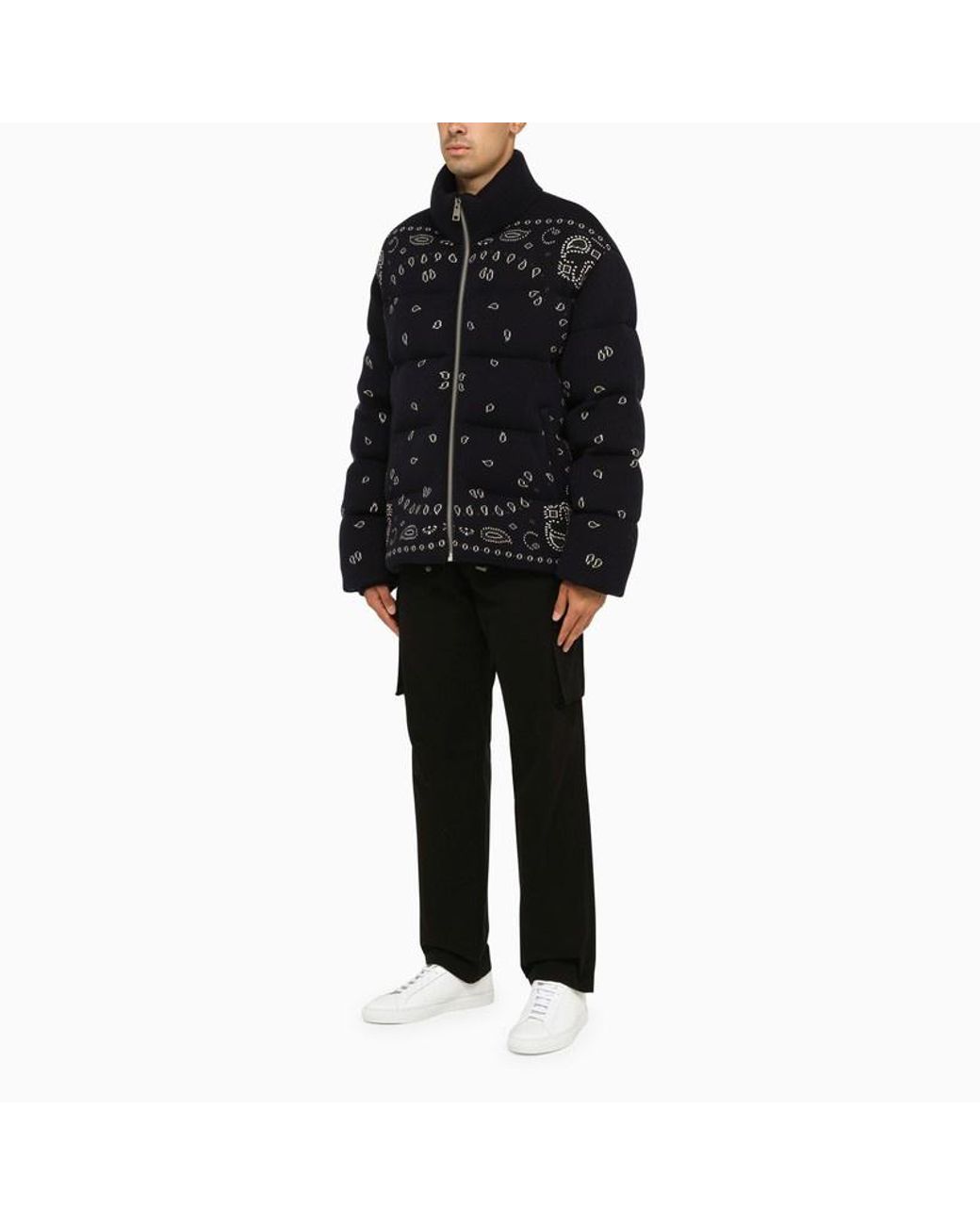Alanui Blue Paisley Printed Zipped Padded Jacket for men