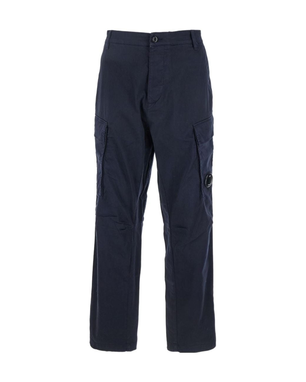 C P Company Blue Cargo Pants With Lens Detail for men