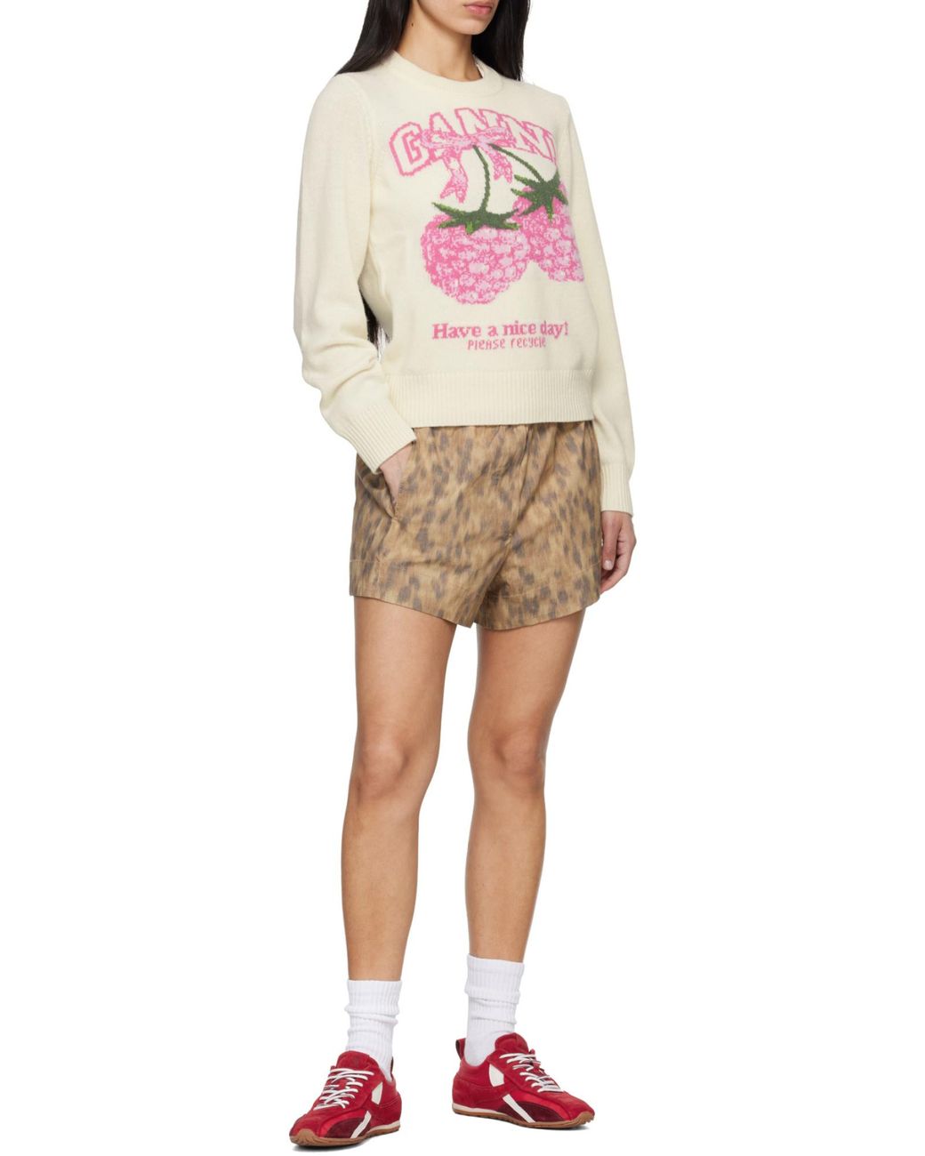 Ganni Pink Graphic Jumper