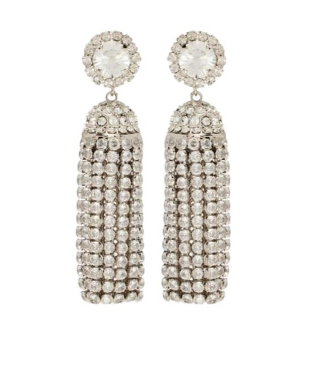 Rabanne White Crystal-Embellished Drop Earrings