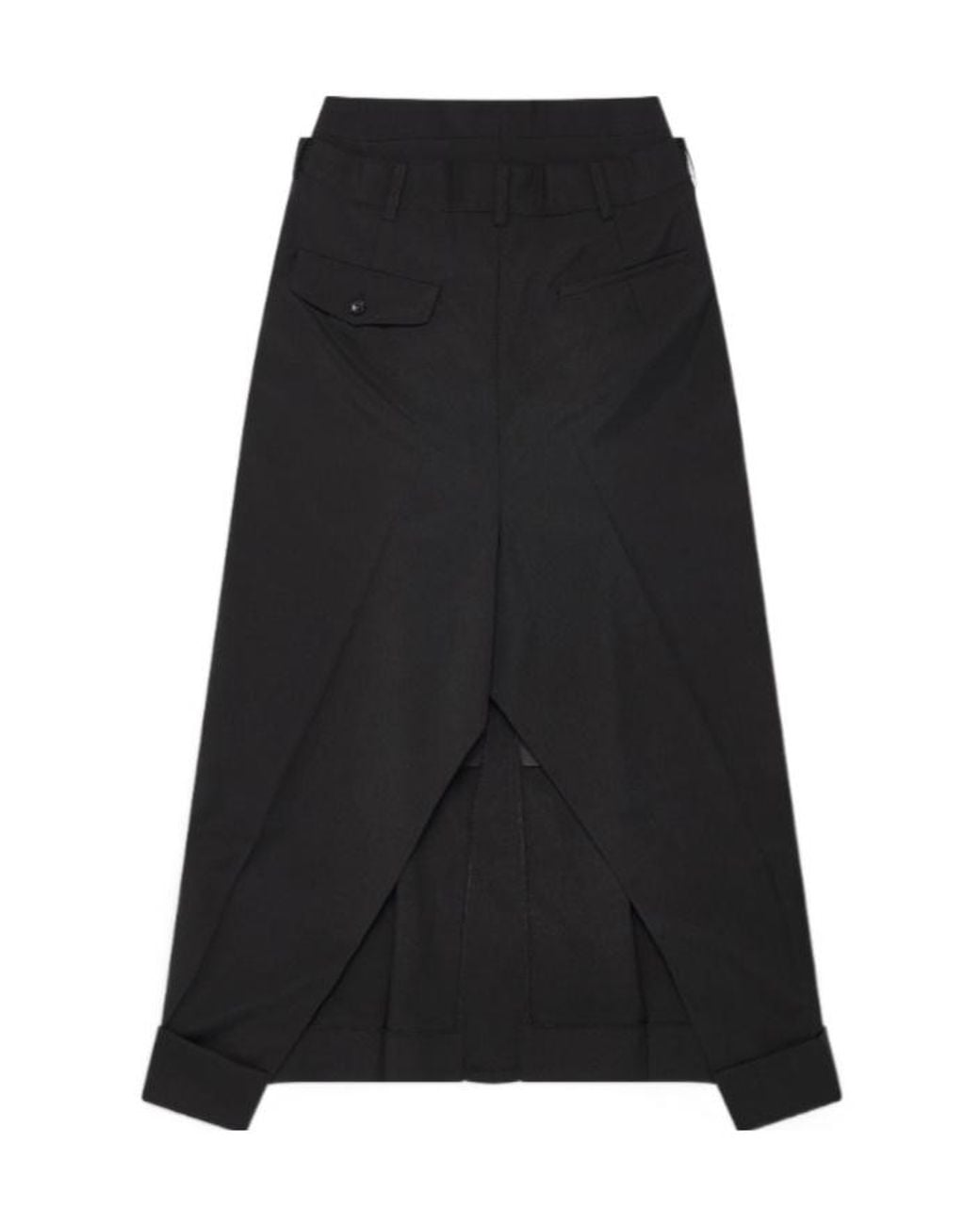 Junya Watanabe Black Double-Layered Belted Midi Skirt