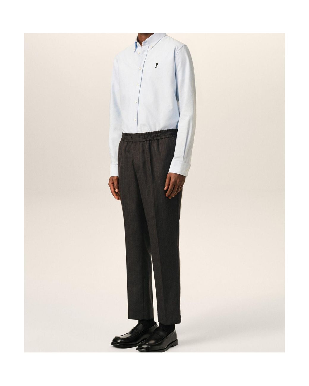 AMI Black Elasticated Waist Trousers for men
