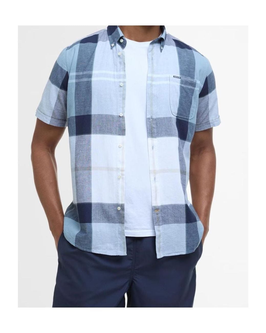 Barbour Blue Douglas Short Sleeve Shirt for men
