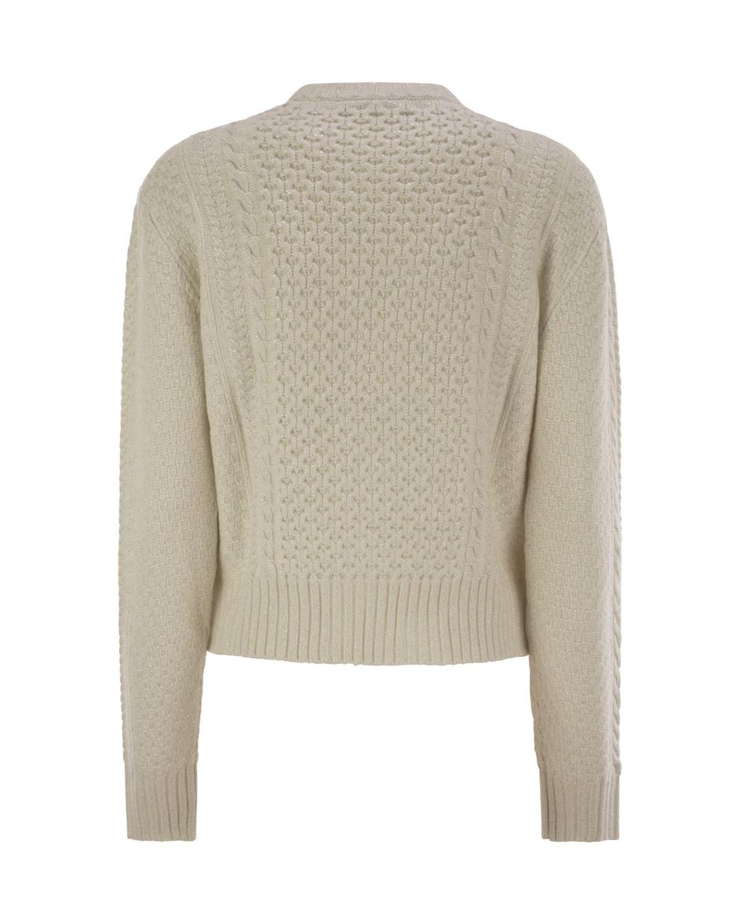 Fabiana Filippi Natural Cable-Knit Embellished Jumper
