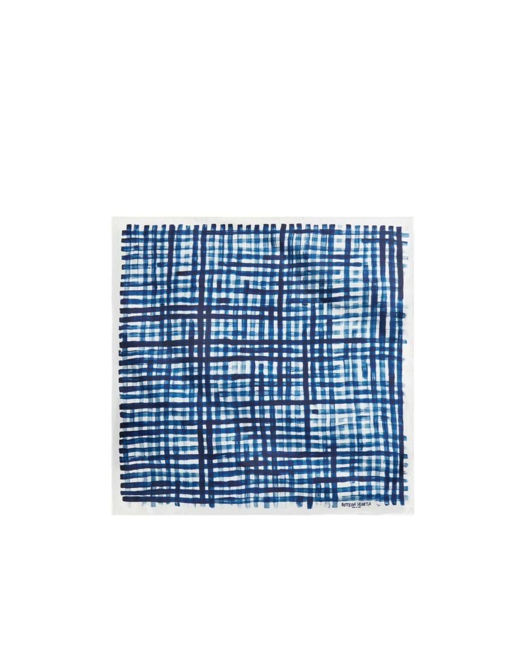Bottega Veneta Blue Printed Silk Check Foulard