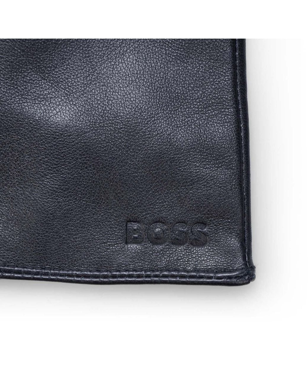 Boss Blue Leather Gloves for men