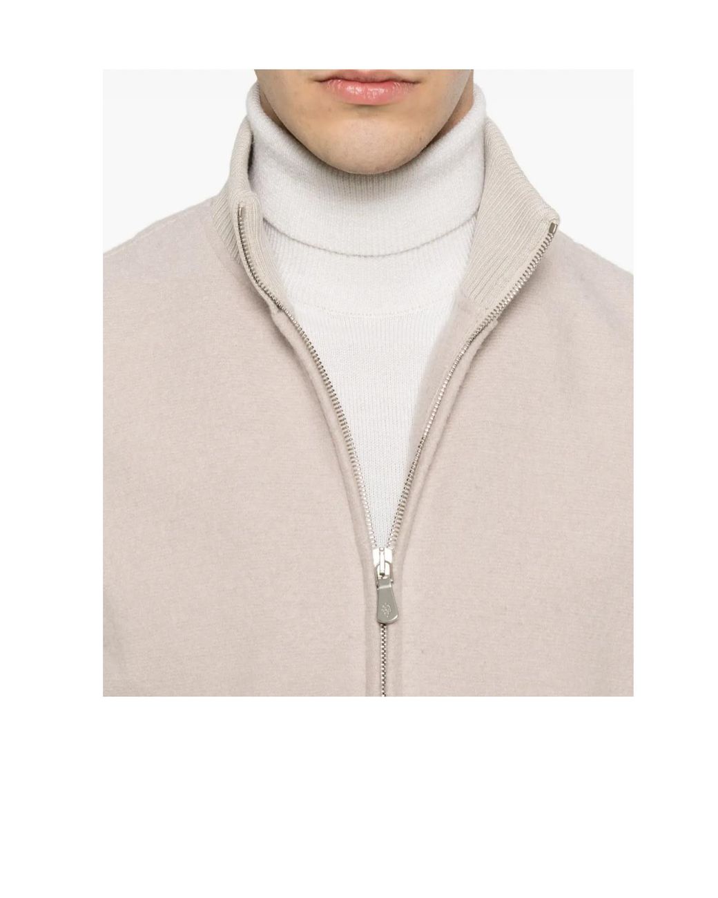 Eleventy White Cable-Knit Zip-Up Jacket for men