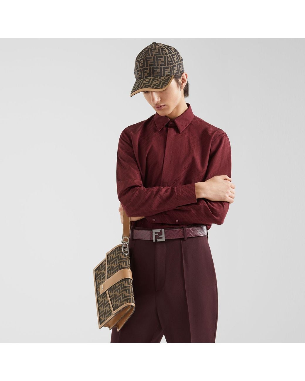 Fendi Brown Ff Jacquard Curved-Peak Baseball Cap for men
