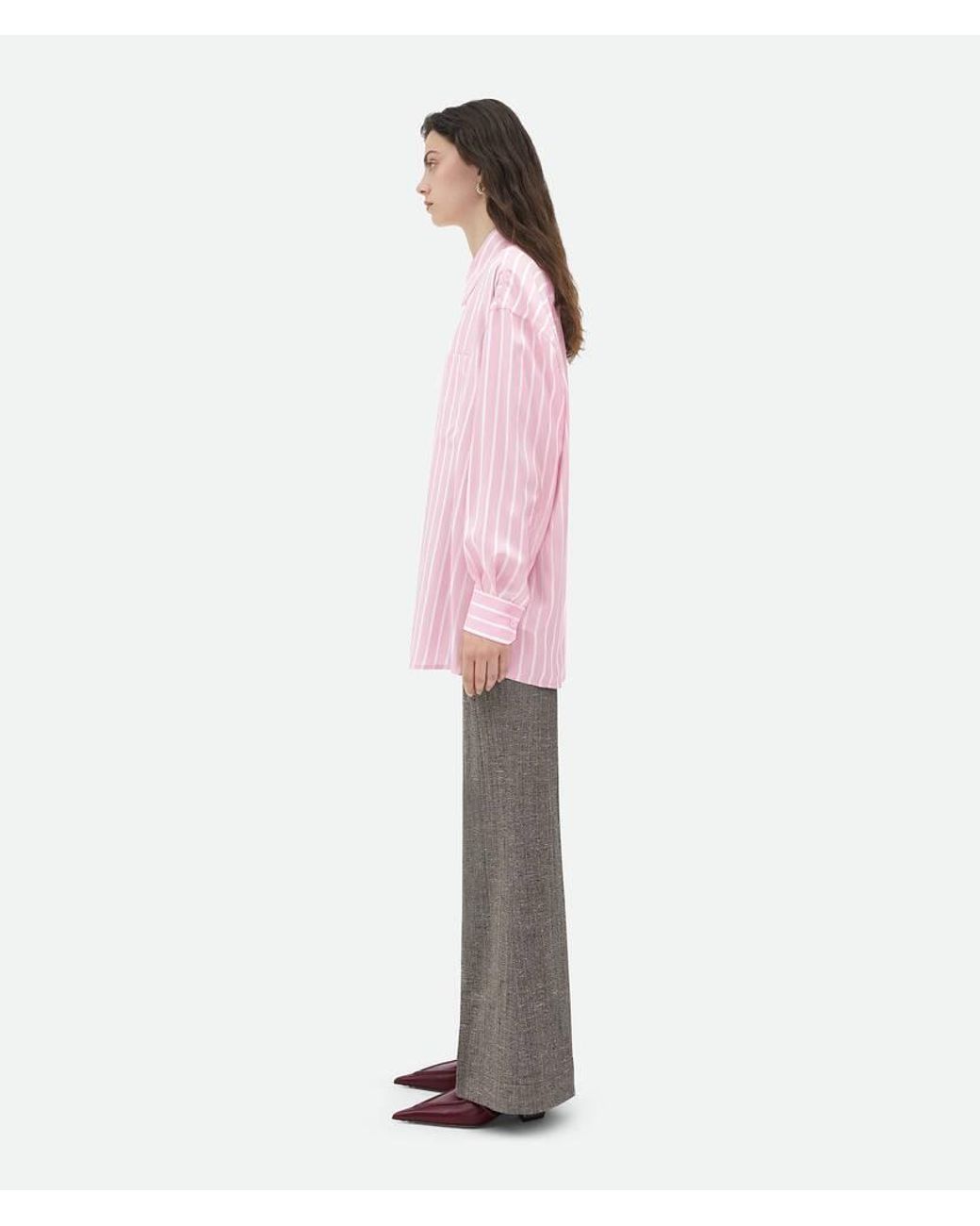 Bottega Veneta Pink Striped Oversize-Fit Shirt