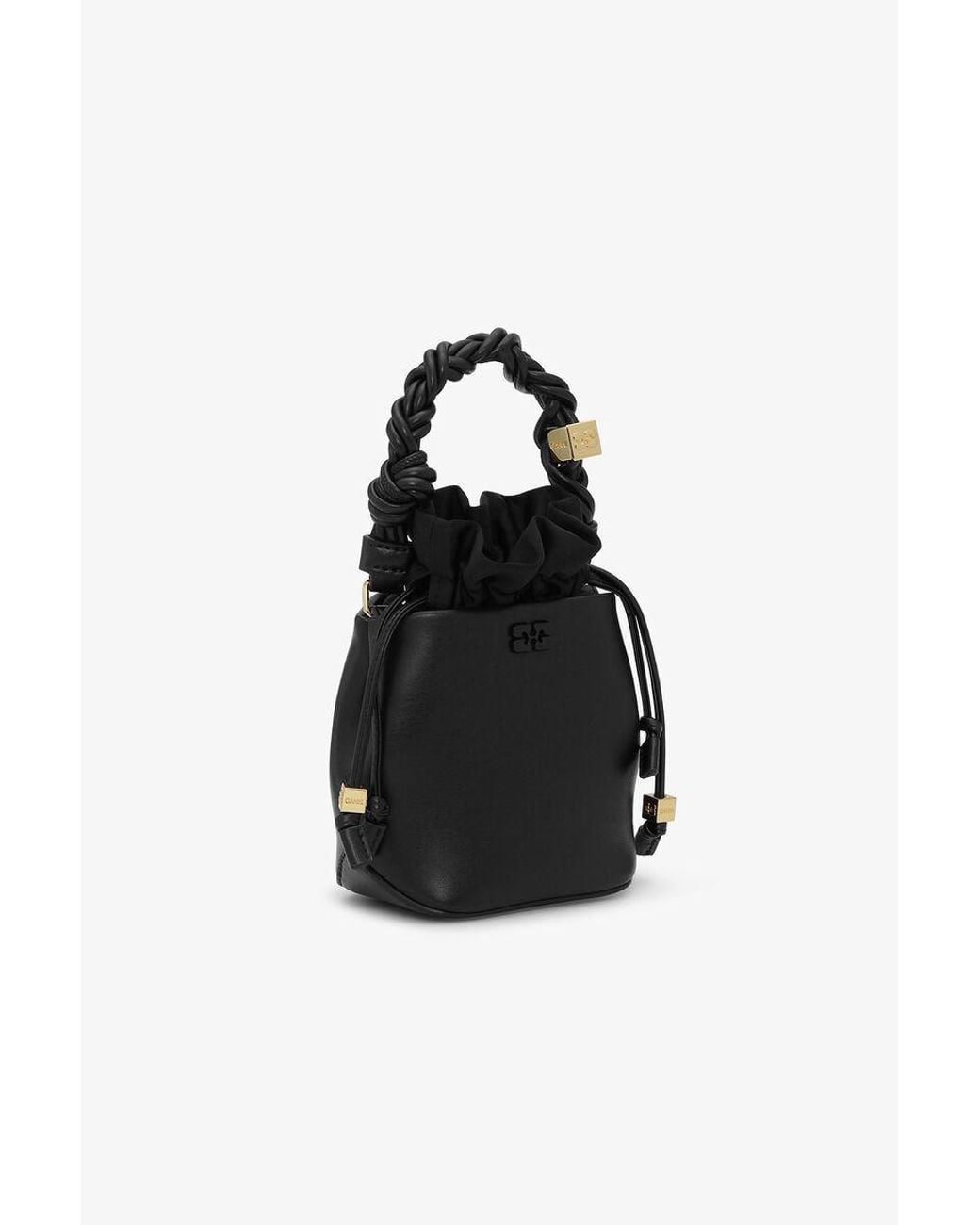 Ganni Black Bou Mini Drawstring Bucket Bag